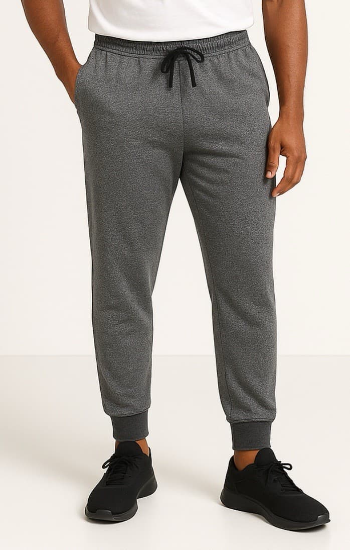 Reebok Men XL Jogger Sweatpants Gray Heathered Fleece Track Pants Cuffed - Thumbnail 2
