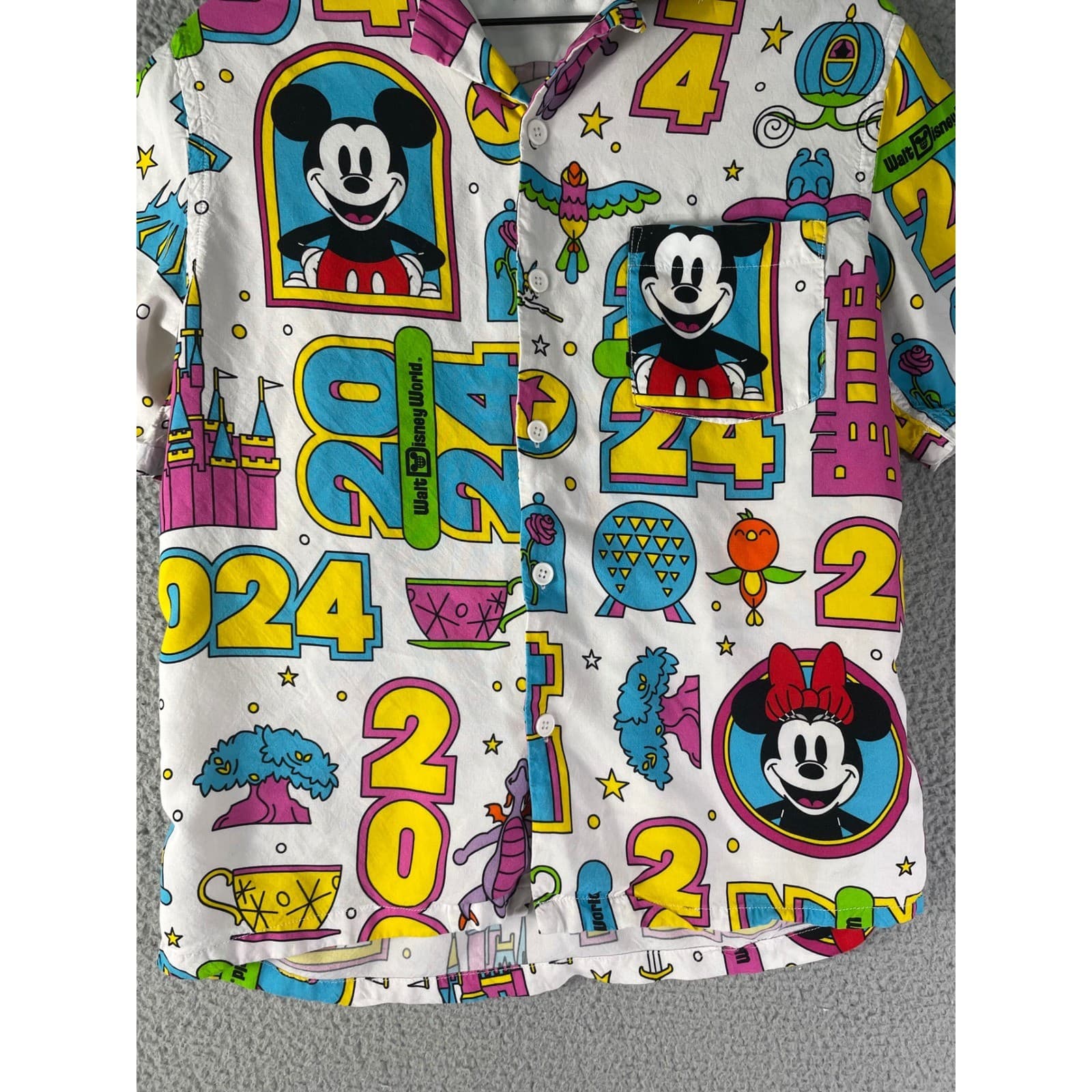 Disney Parks 2024 Mickey Minnie Button Shirt Womens Theme Park Graphic Top - Thumbnail 7