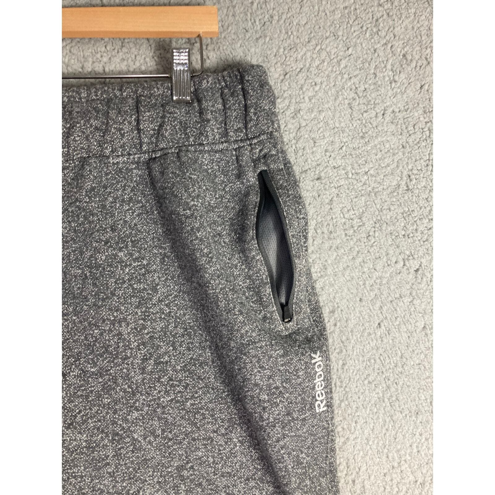 Reebok Men XL Jogger Sweatpants Gray Heathered Fleece Track Pants Cuffed - Thumbnail 10