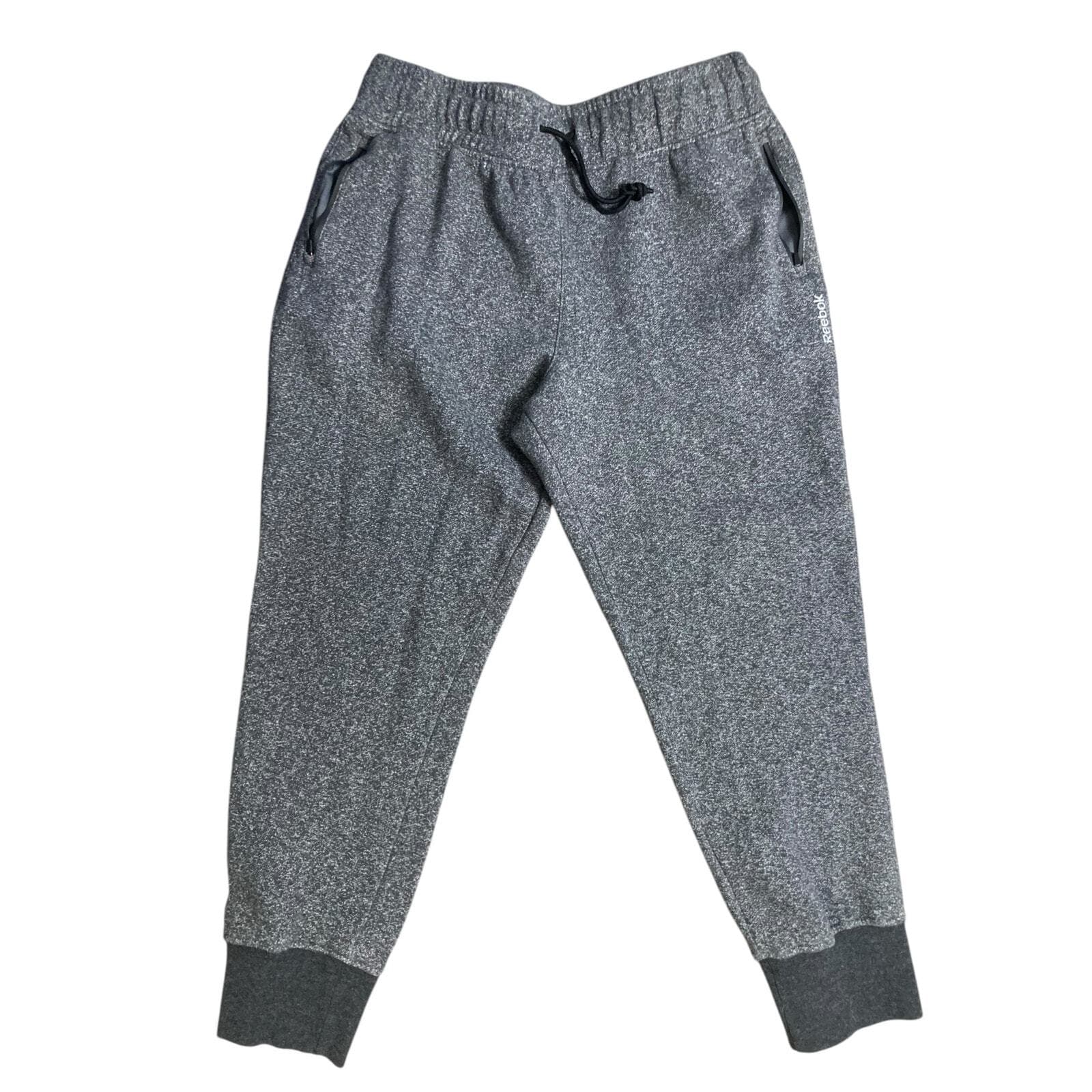 Reebok Men XL Jogger Sweatpants Gray Heathered Fleece Track Pants Cuffed - Thumbnail 4