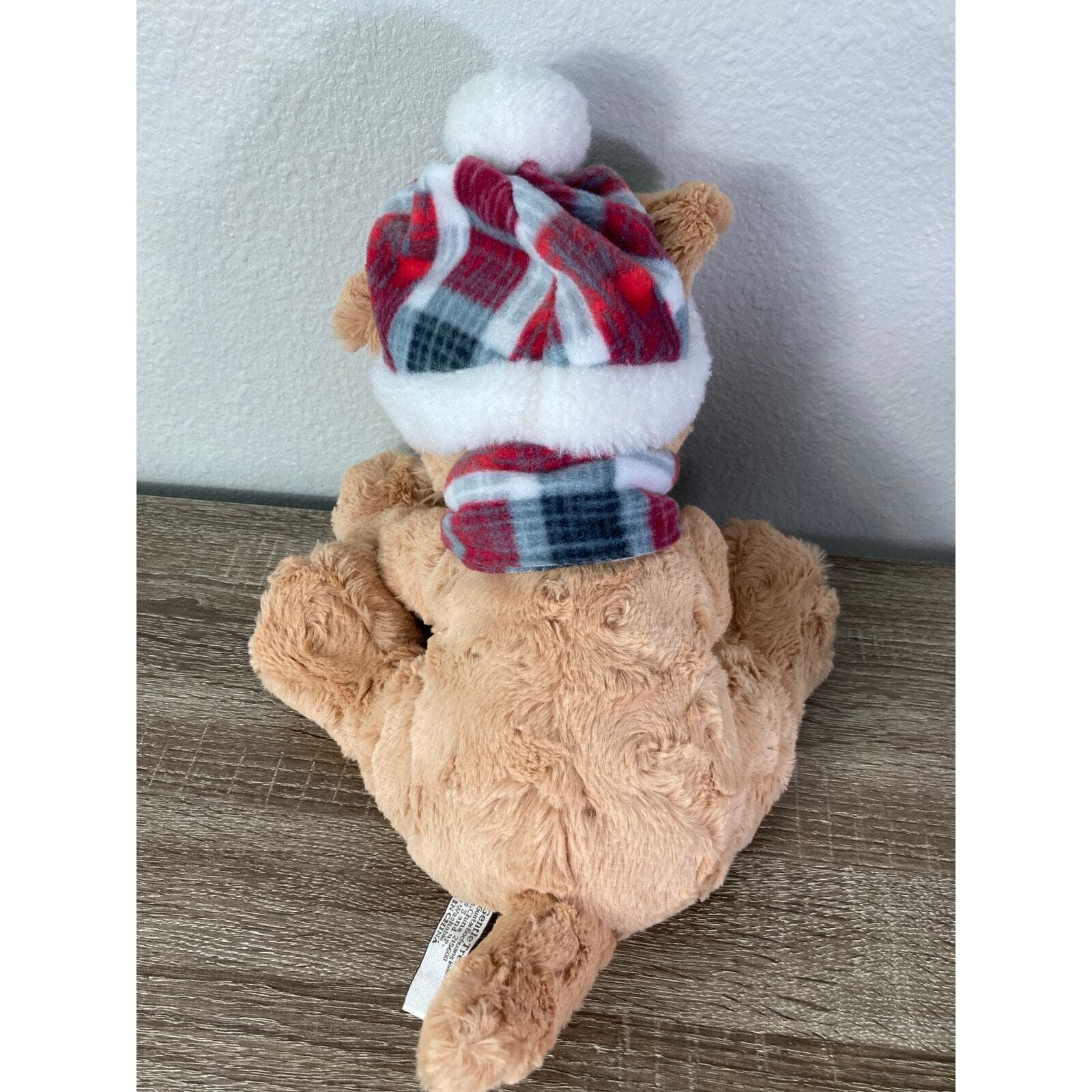 Gentle Treasures Dog Plush Winter Medium Brown with Plaid Hat & Scarf - Thumbnail 7