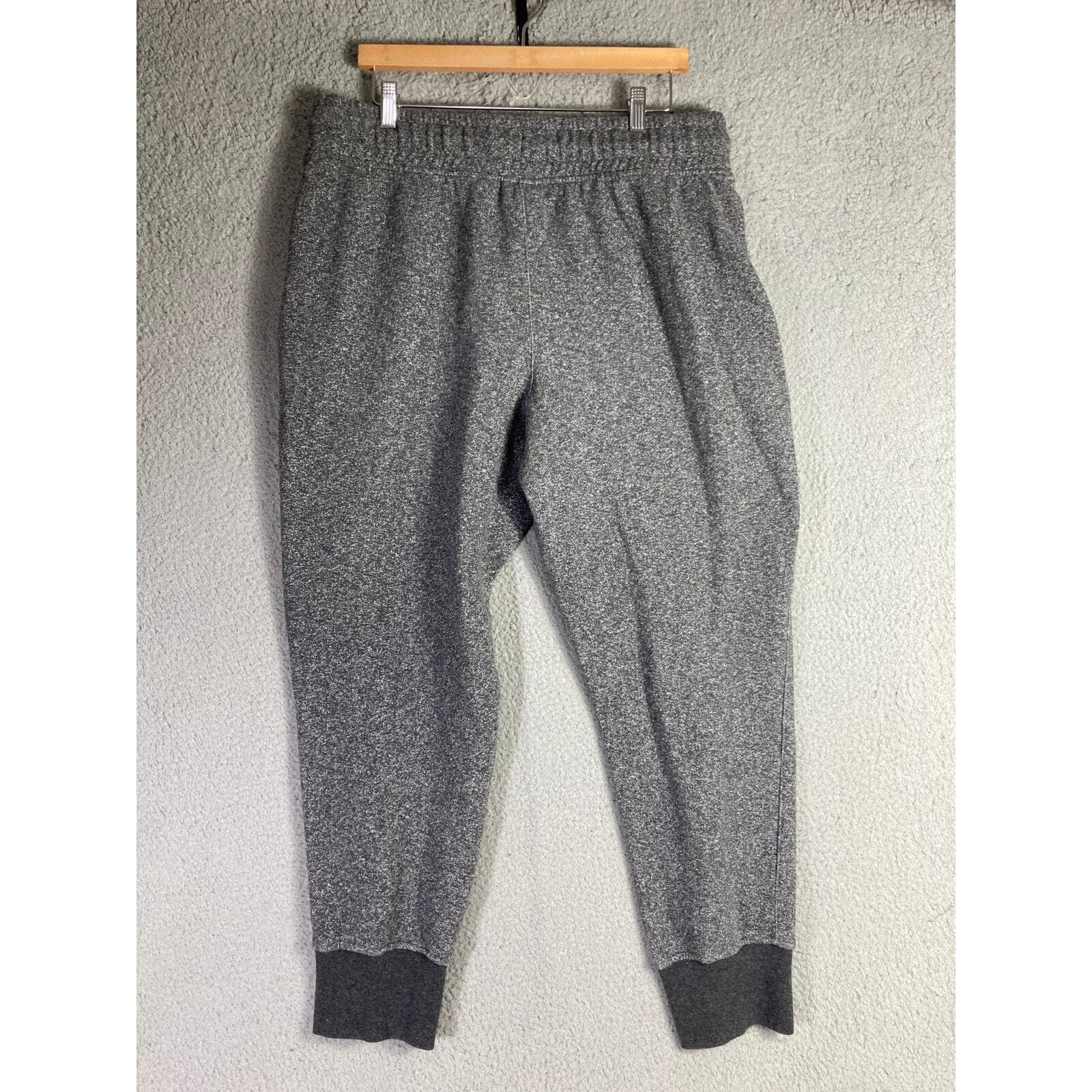 Reebok Men XL Jogger Sweatpants Gray Heathered Fleece Track Pants Cuffed - Thumbnail 14