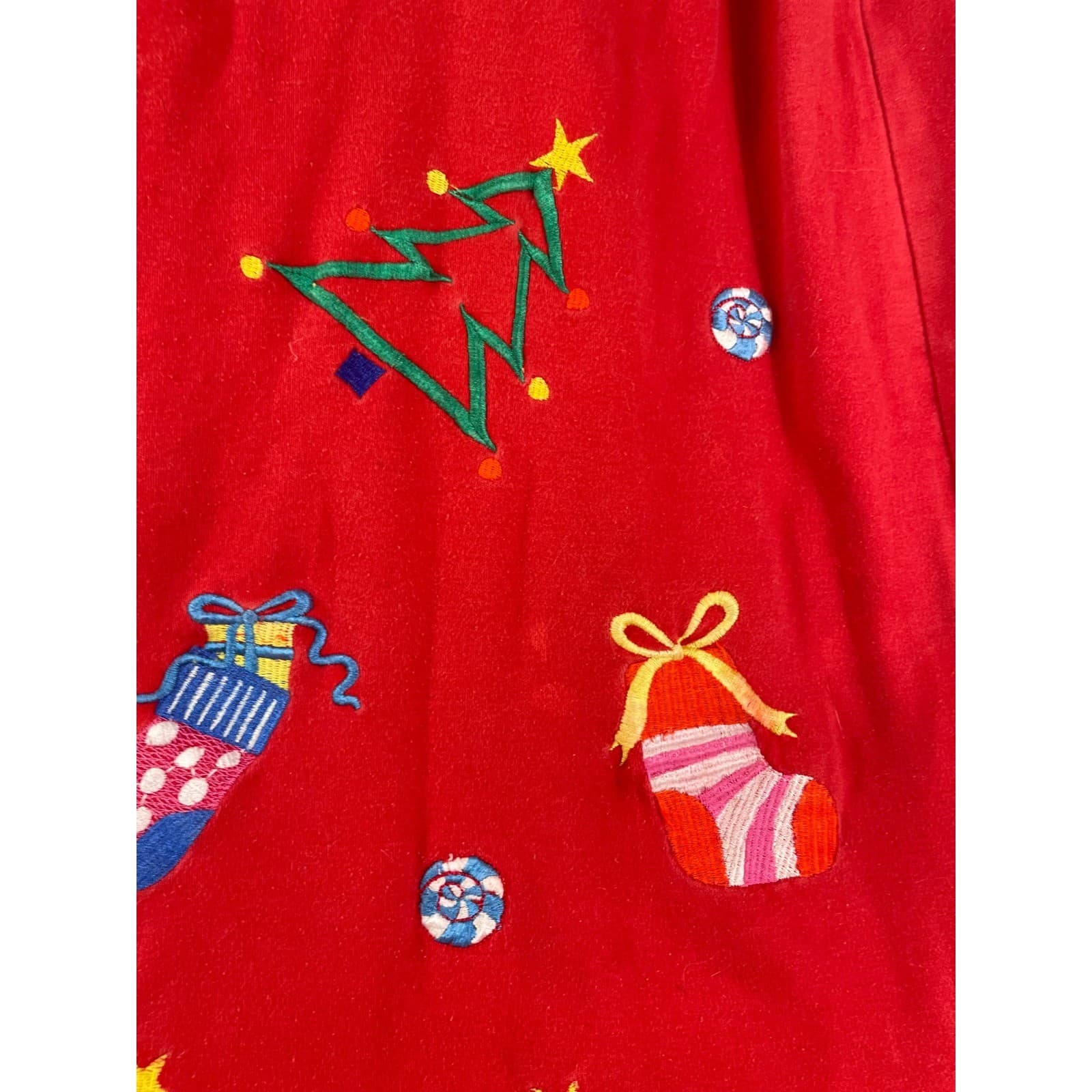 Vintage 90s Michael Simon Lite Christmas Maxi Dress XL Red Novelty Knit - Thumbnail 11