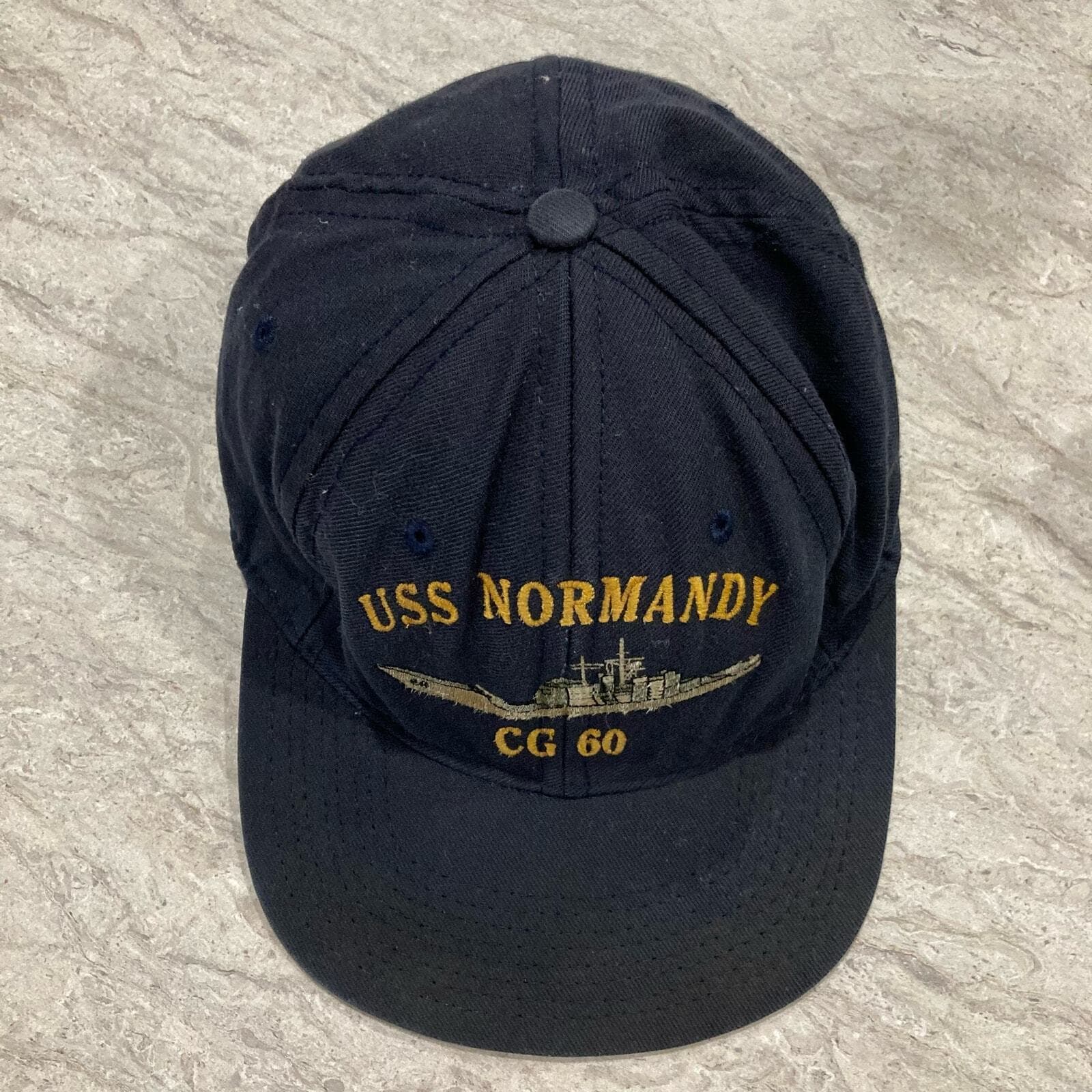 Vintage US Military USS Normandy CG-60 Embroidered Snapback Ball Cap Hat Blue - Thumbnail 9