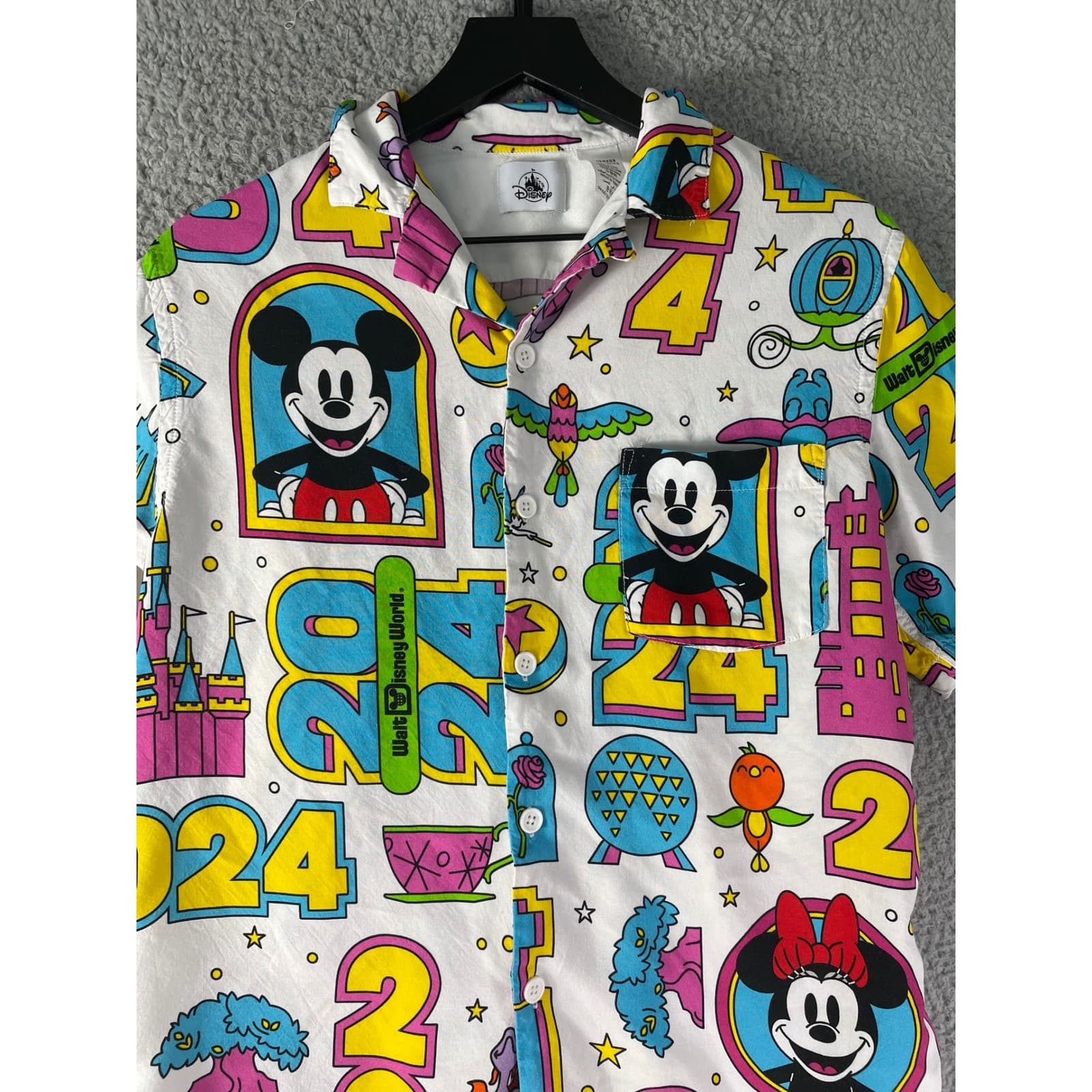 Disney Parks 2024 Mickey Minnie Button Shirt Womens Theme Park Graphic Top - Thumbnail 8
