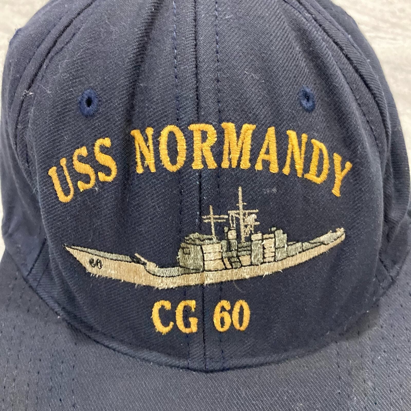 Vintage US Military USS Normandy CG-60 Embroidered Snapback Ball Cap Hat Blue - Thumbnail 5