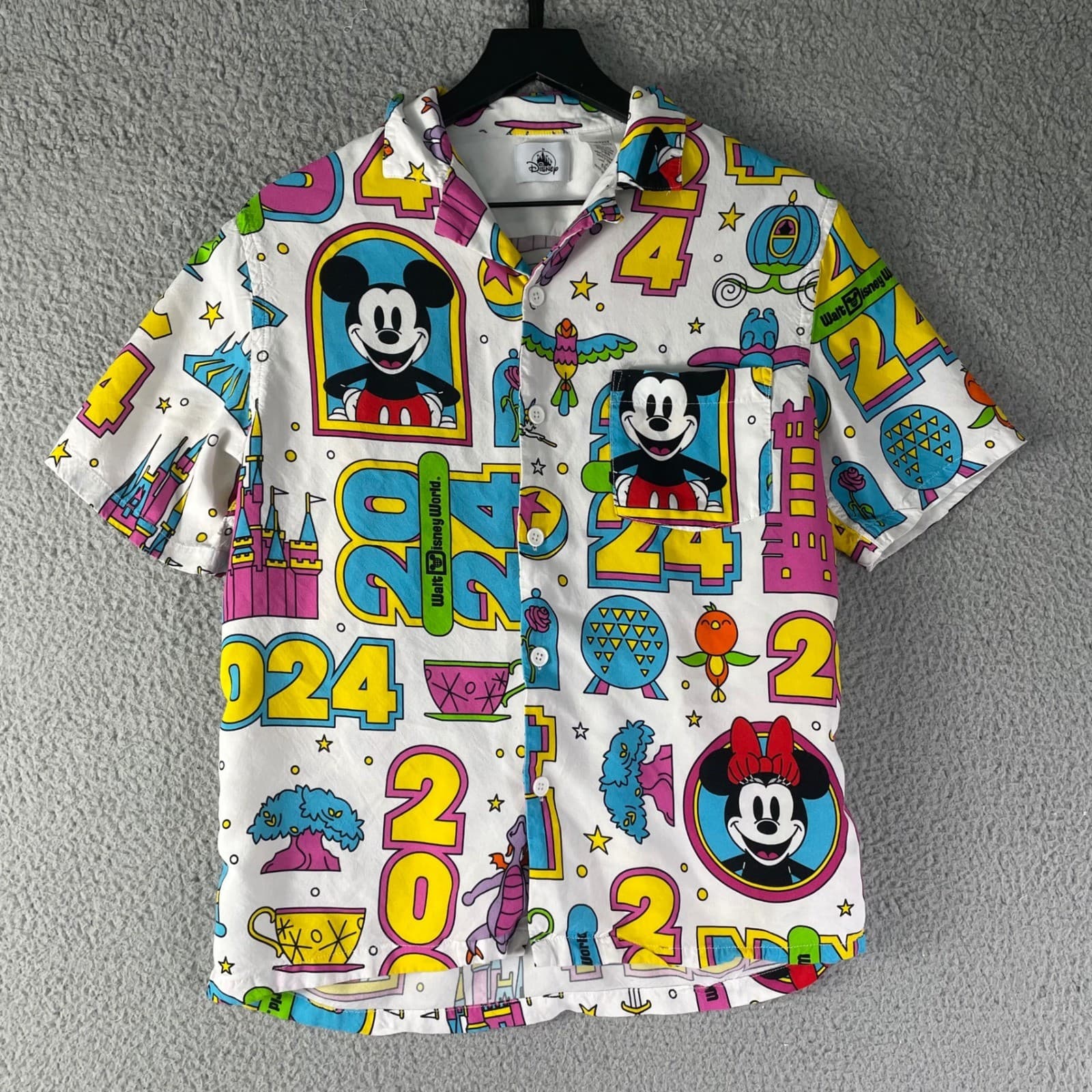 Disney Parks 2024 Mickey Minnie Button Shirt Womens Theme Park Graphic Top - Thumbnail 5