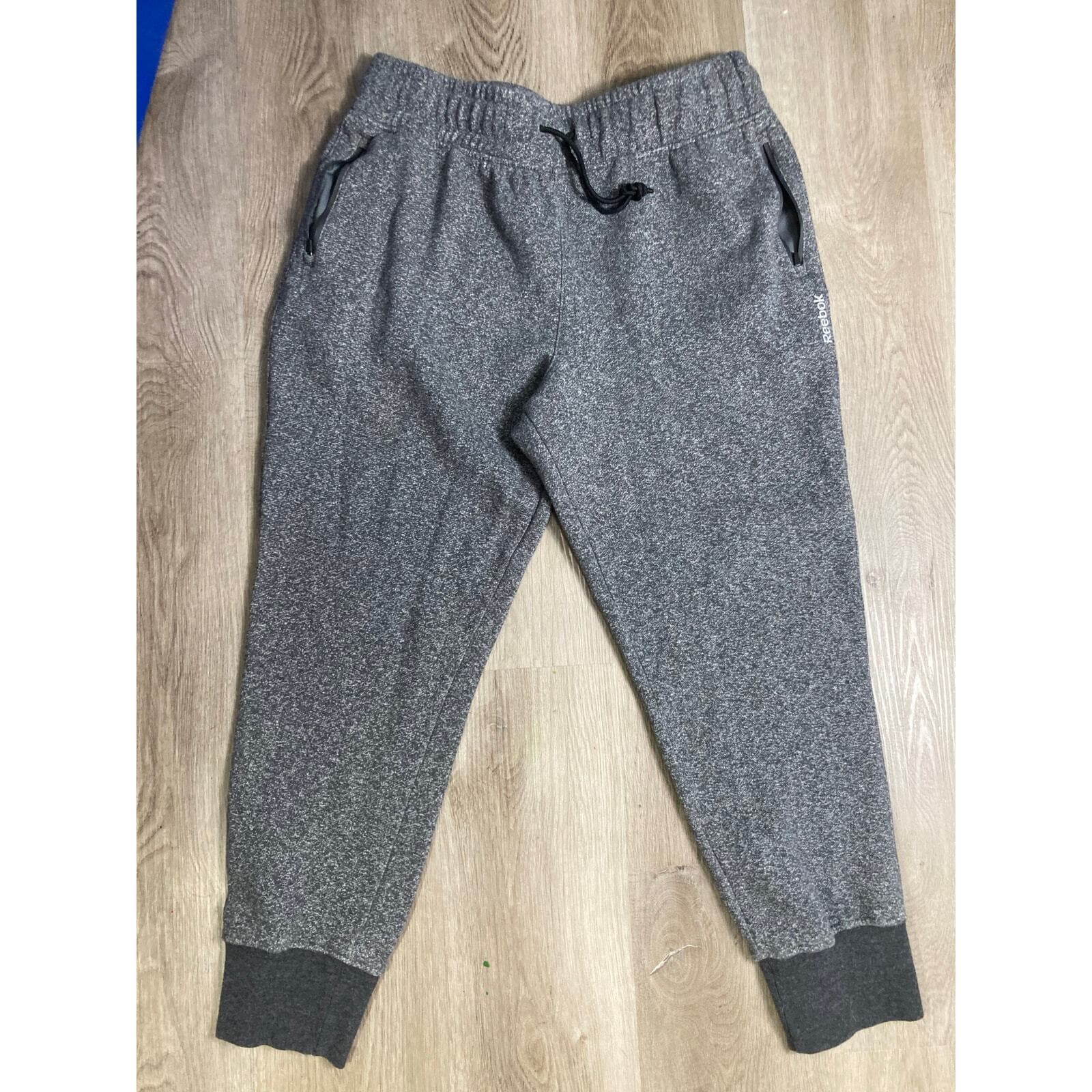 Reebok Men XL Jogger Sweatpants Gray Heathered Fleece Track Pants Cuffed - Thumbnail 9
