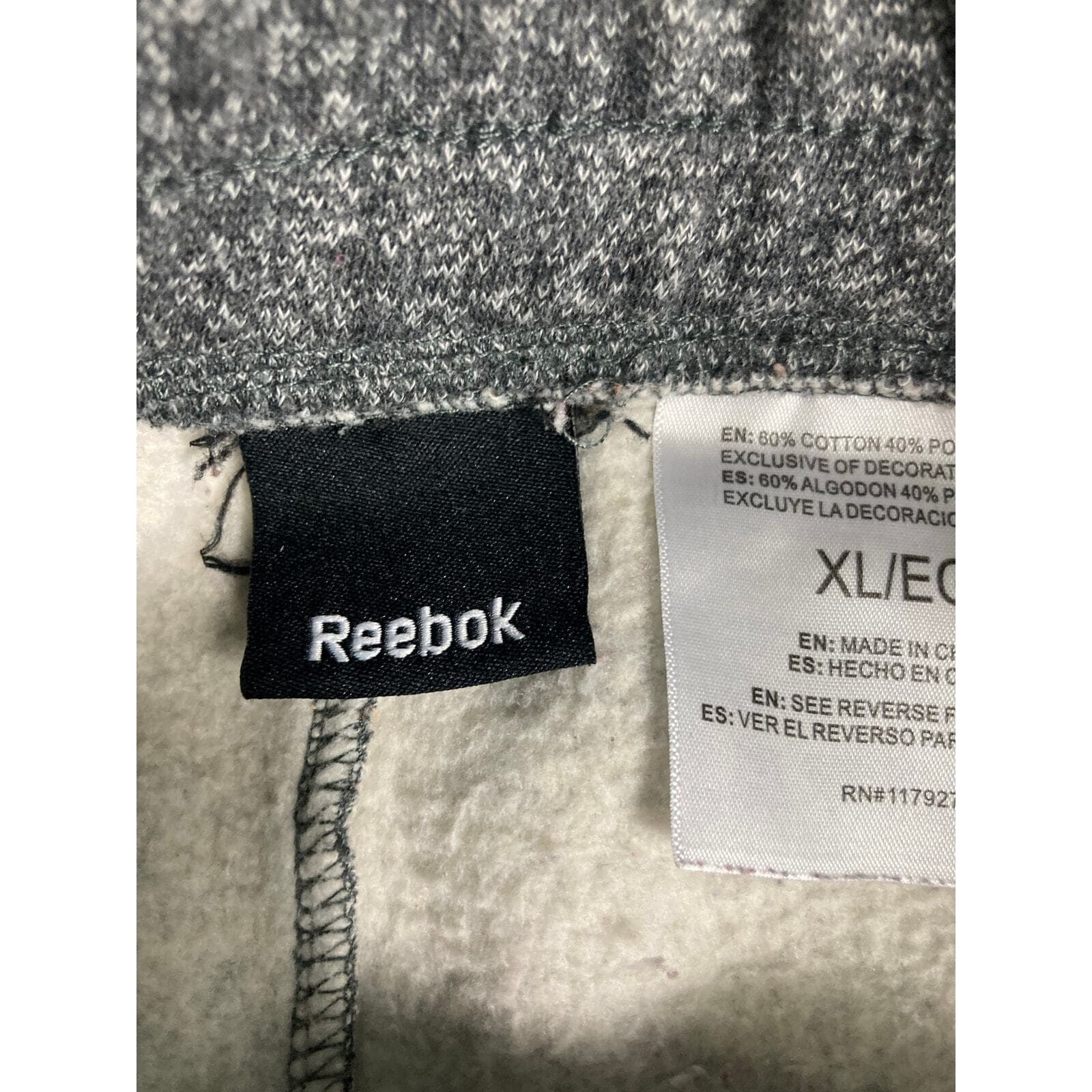 Reebok Men XL Jogger Sweatpants Gray Heathered Fleece Track Pants Cuffed - Thumbnail 6