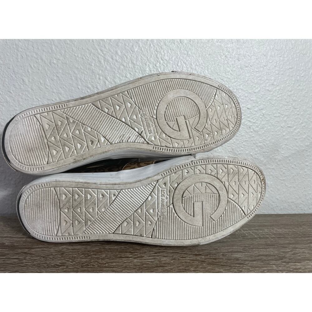 GUESS Los Angeles Monogram Logo Sneakers Brown White Lace Up Womens 9.5M - Thumbnail 7