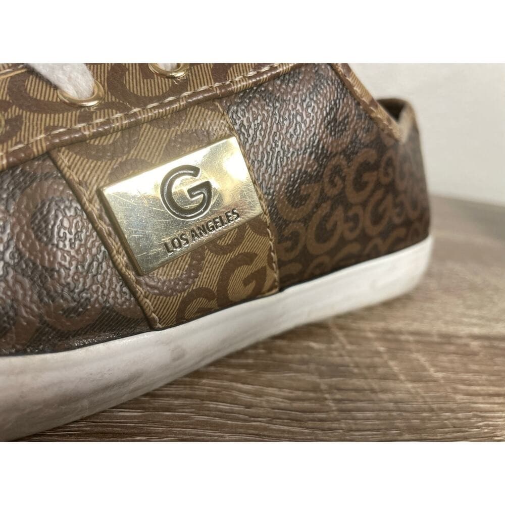 GUESS Los Angeles Monogram Logo Sneakers Brown White Lace Up Womens 9.5M - Thumbnail 3