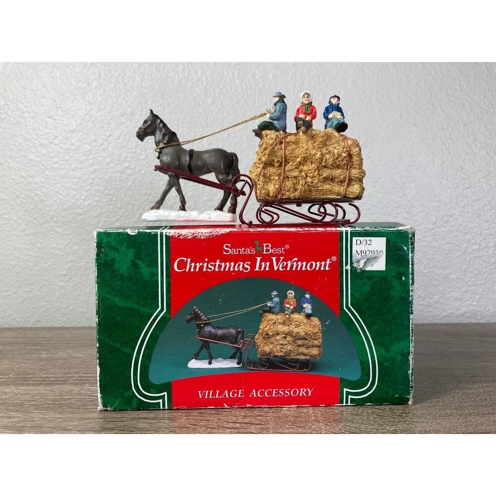 Santa's Best Christmas In Vermont Horse Sleigh Village 1994 Holiday Decor - Thumbnail 2