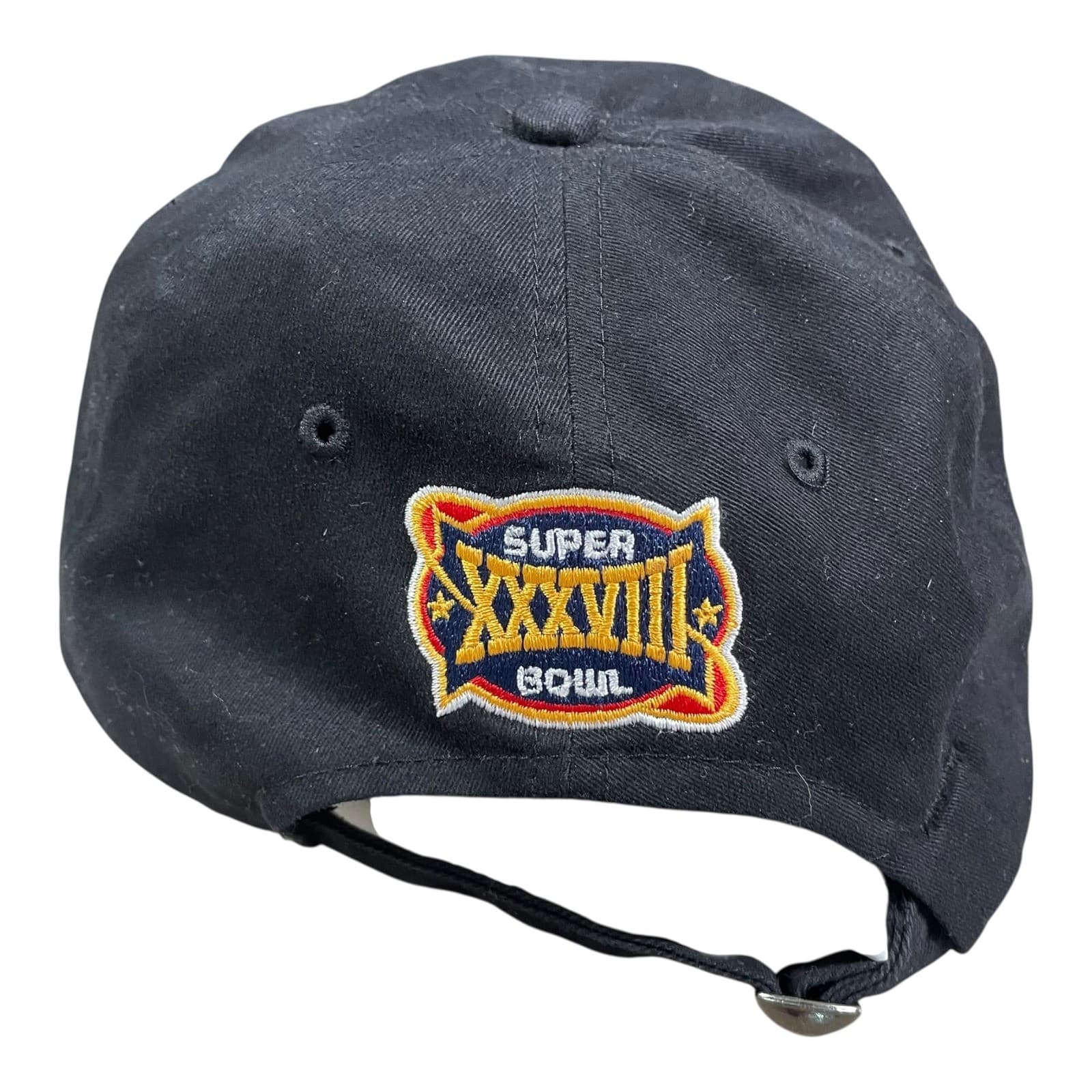NFL Super Bowl XXXVIII Adjustable Hat Brown Black Embroidered Football - Thumbnail 3