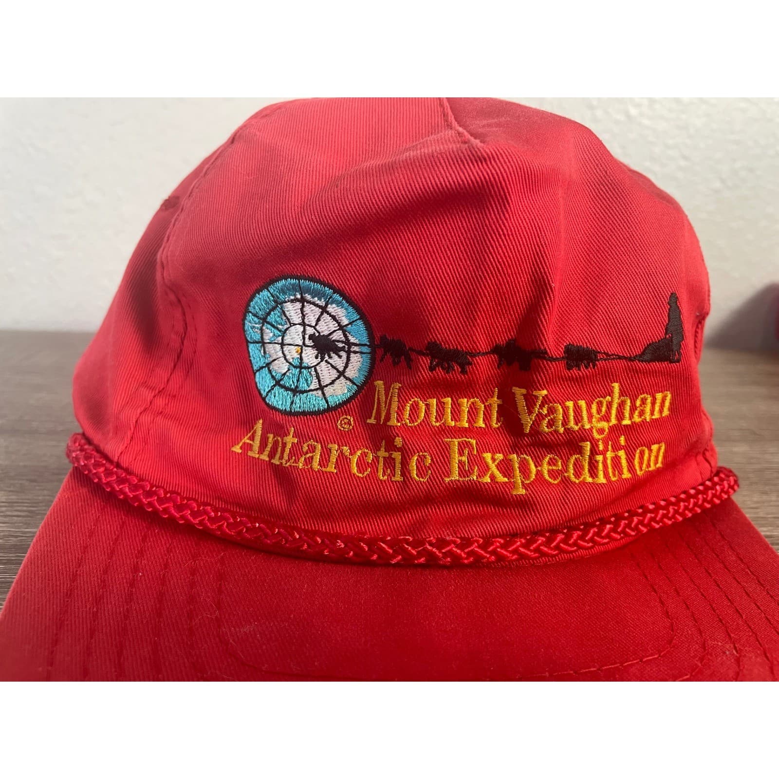 Vintage 1989 Mount Vaughan Antarctica Expedition Hat Rope Snapback Cap Red - Thumbnail 2