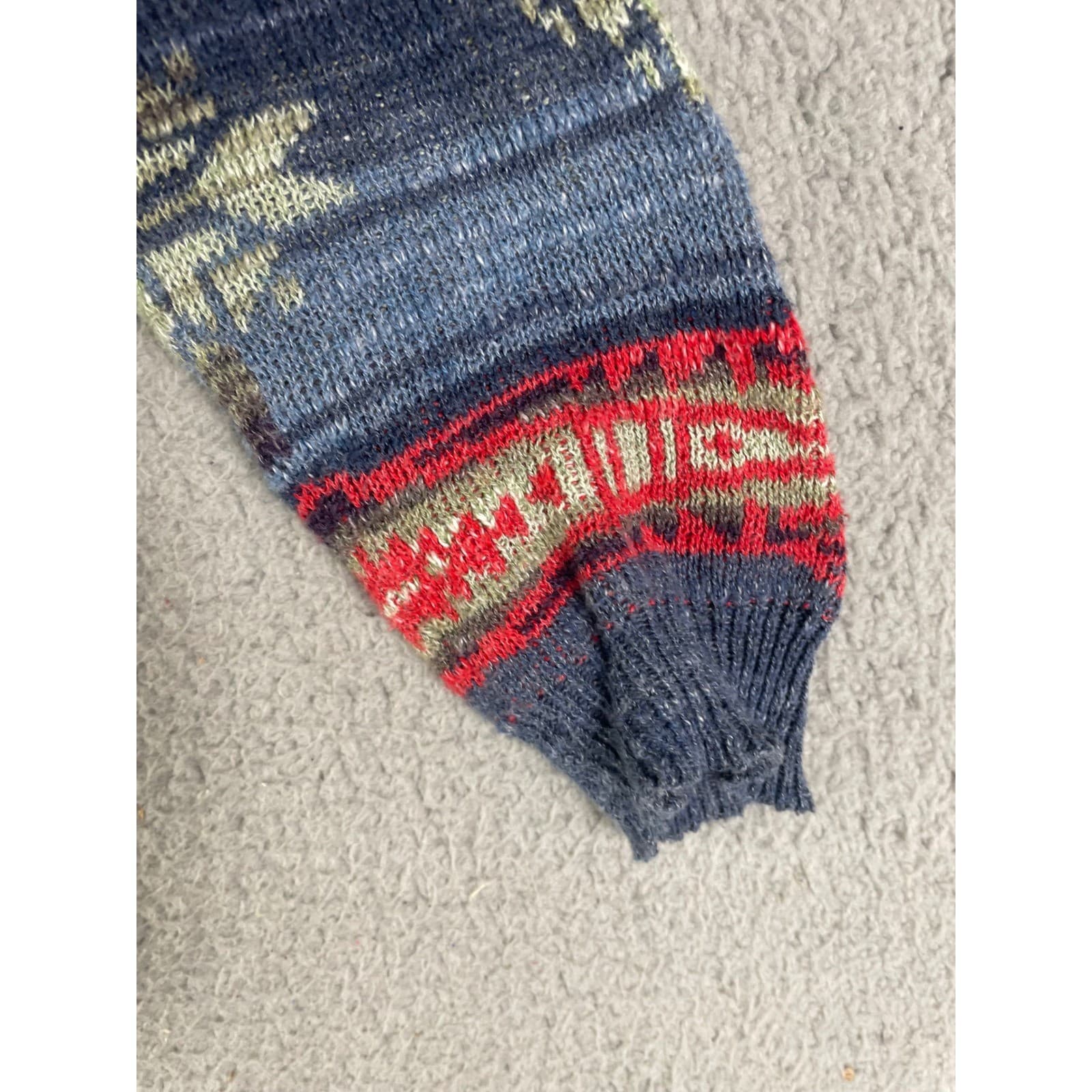 Denim Supply Ralph Lauren Southwestern Tribal Knit Sweater Women's M Blue Red - Thumbnail 12