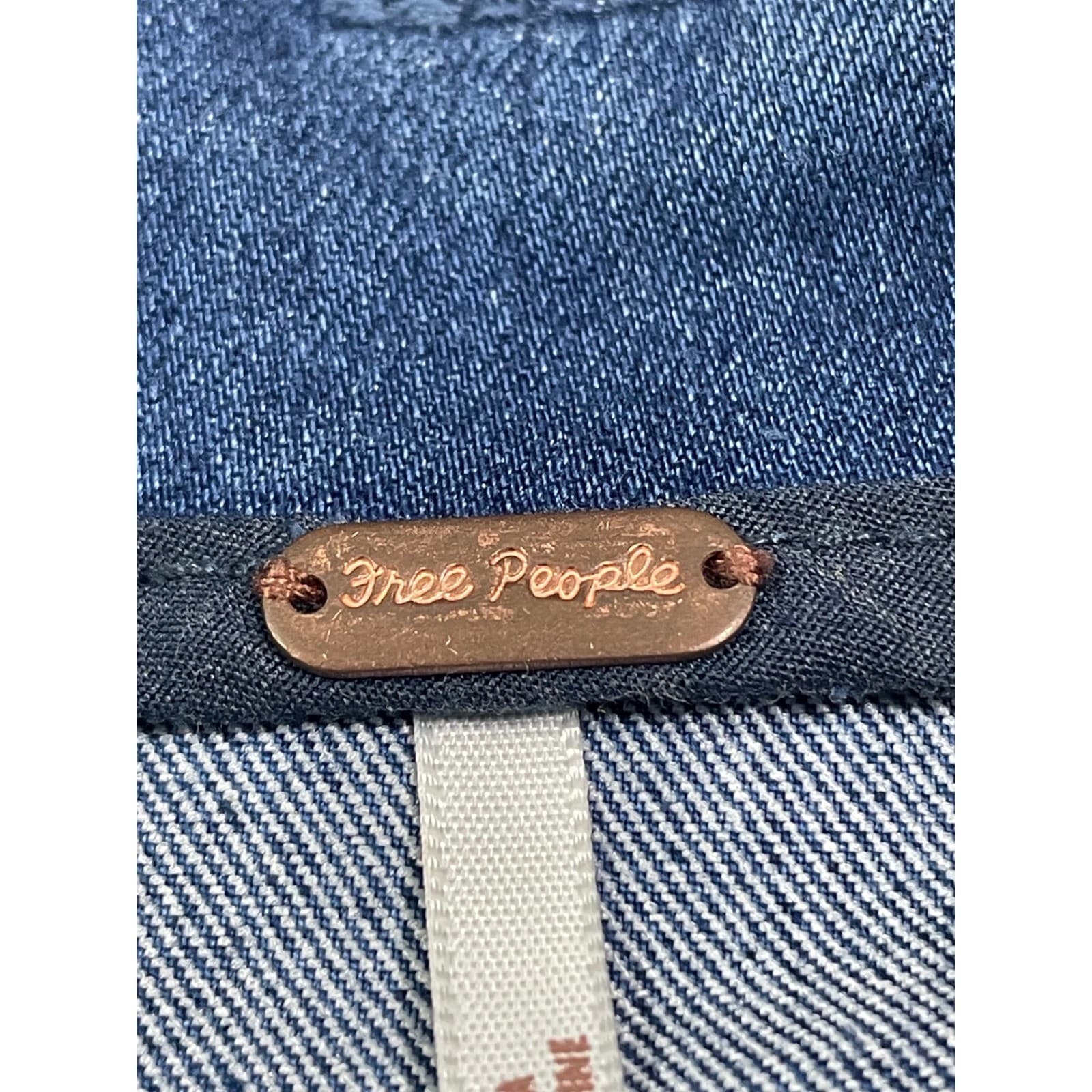 Free People Medium Blue Denim A-line Mini Skirt Back Zip Size 4 - Thumbnail 3