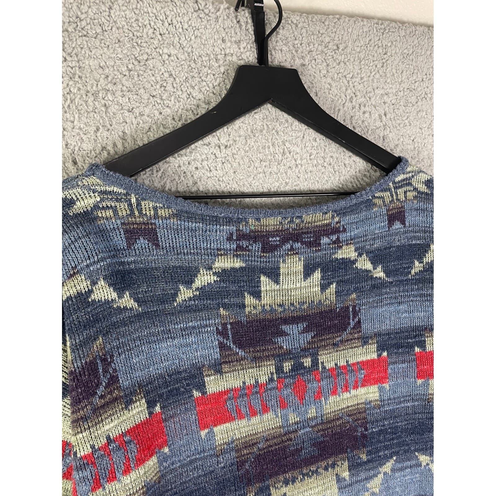 Denim Supply Ralph Lauren Southwestern Tribal Knit Sweater Women's M Blue Red - Thumbnail 13