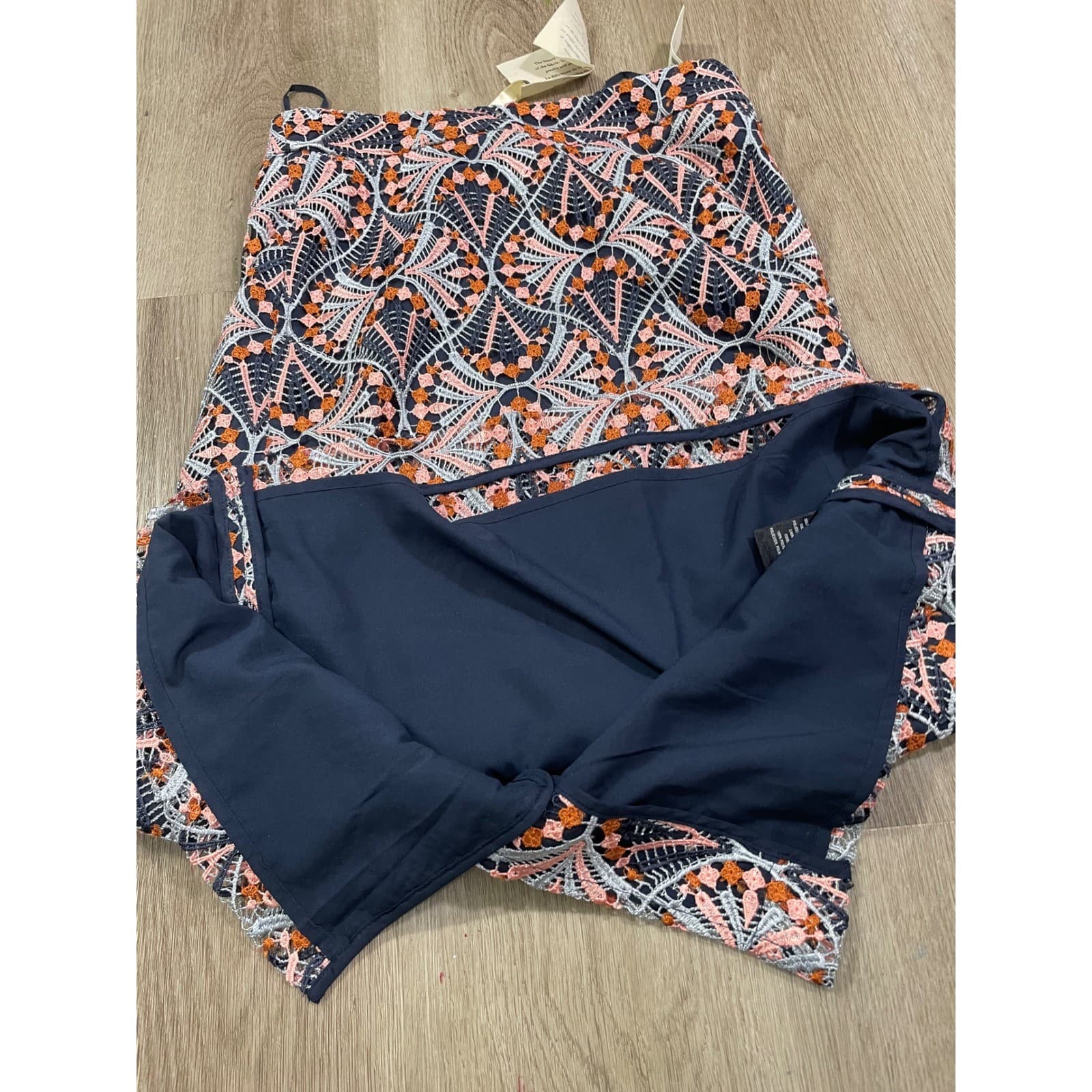 Anthropologie Moulinette Soeurs Embroidered Lace Skirt Navy Multi Size 0 - Thumbnail 14