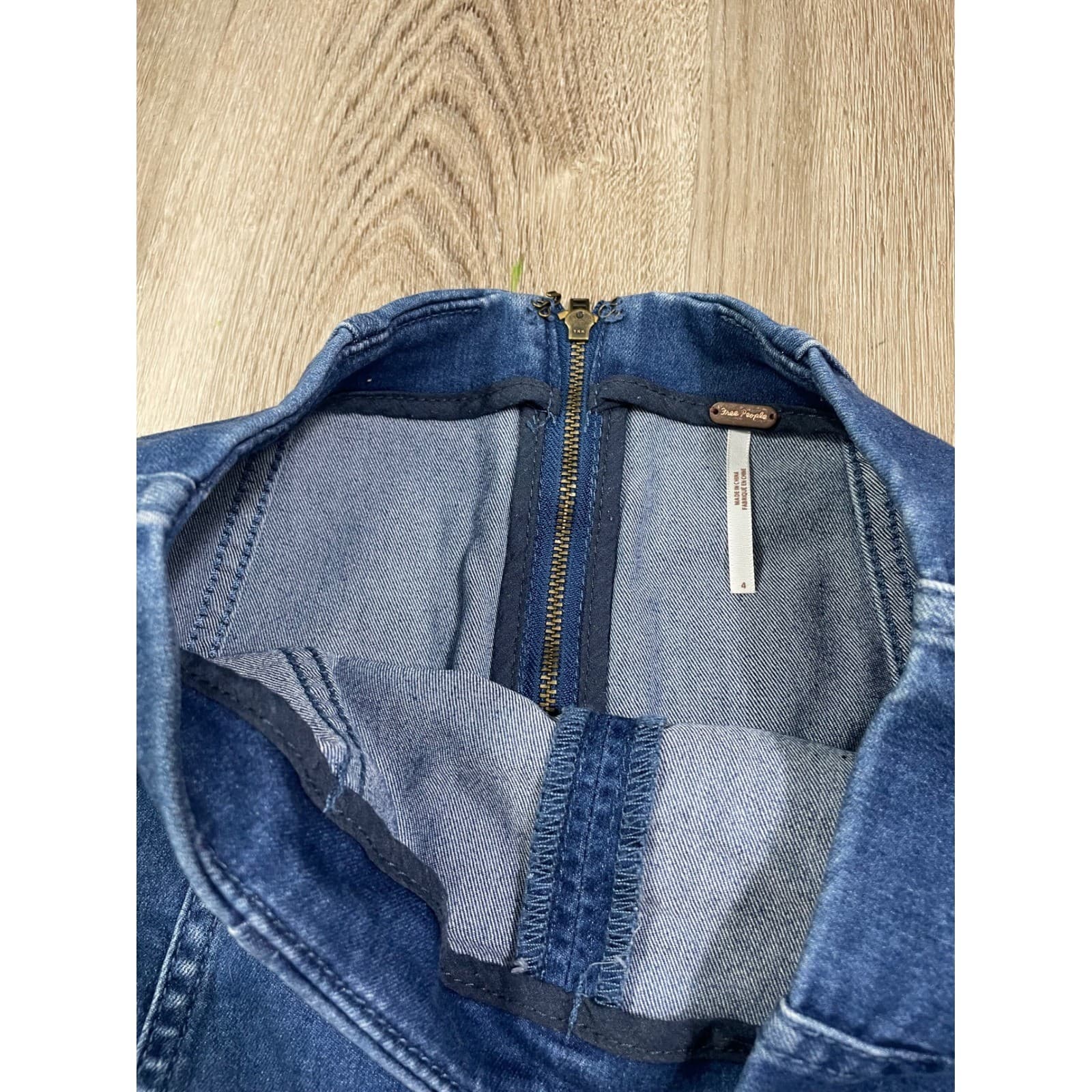 Free People Medium Blue Denim A-line Mini Skirt Back Zip Size 4 - Thumbnail 12