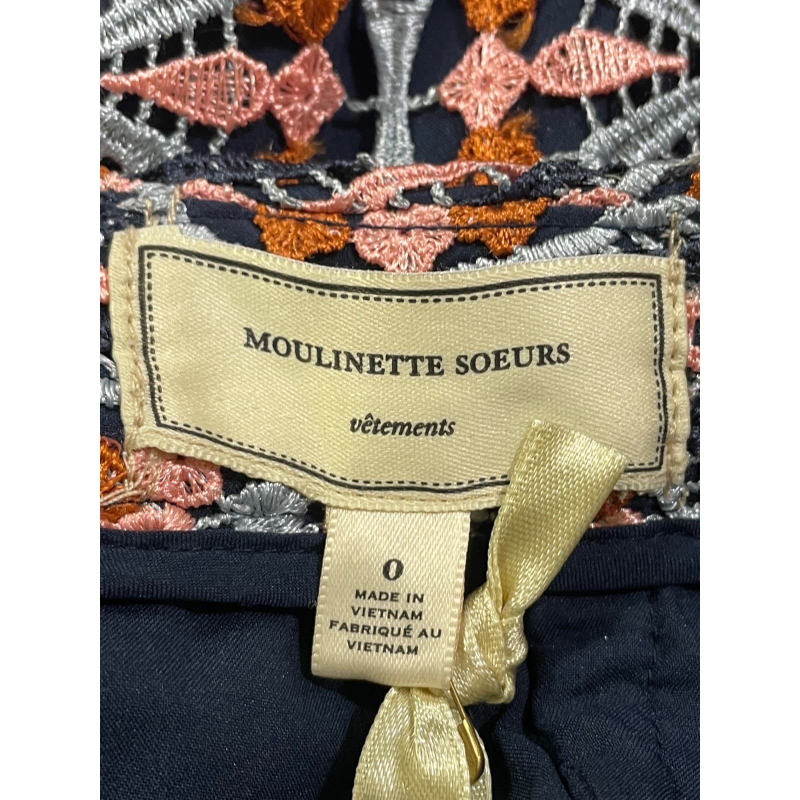 Anthropologie Moulinette Soeurs Embroidered Lace Skirt Navy Multi Size 0 - Thumbnail 4