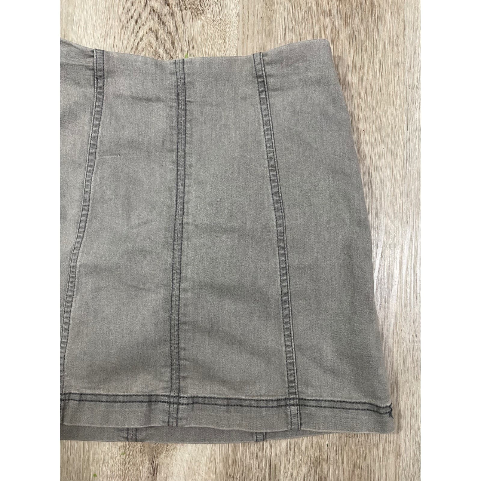Free People Mini Skirt Gray A Line Stretch Womens Size 6 Casual Denim - Thumbnail 11