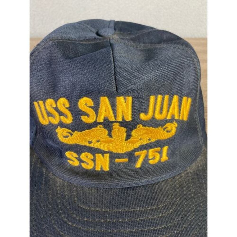 Vintage USS San Juan SSN-751 Navy Blue Snapback Hat Unisex Adult - Thumbnail 4