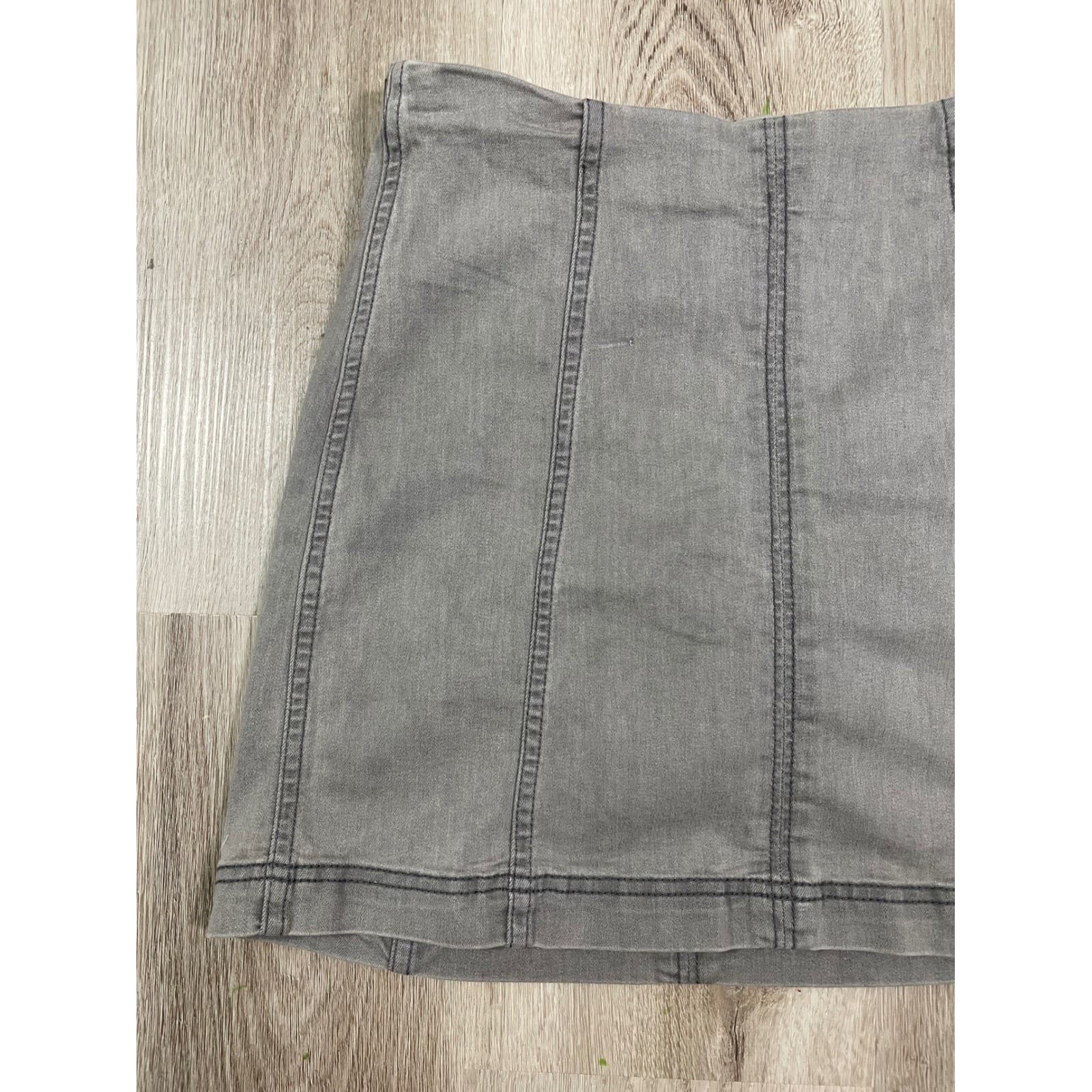 Free People Mini Skirt Gray A Line Stretch Womens Size 6 Casual Denim - Thumbnail 10