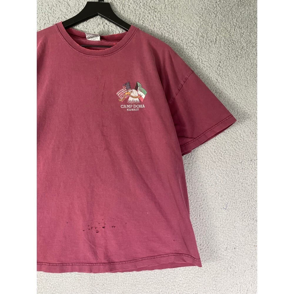 Vintage Camp Doha Kuwait Eagle Flags Graphic T Shirt Mens XL Distressed Made USA - Thumbnail 9