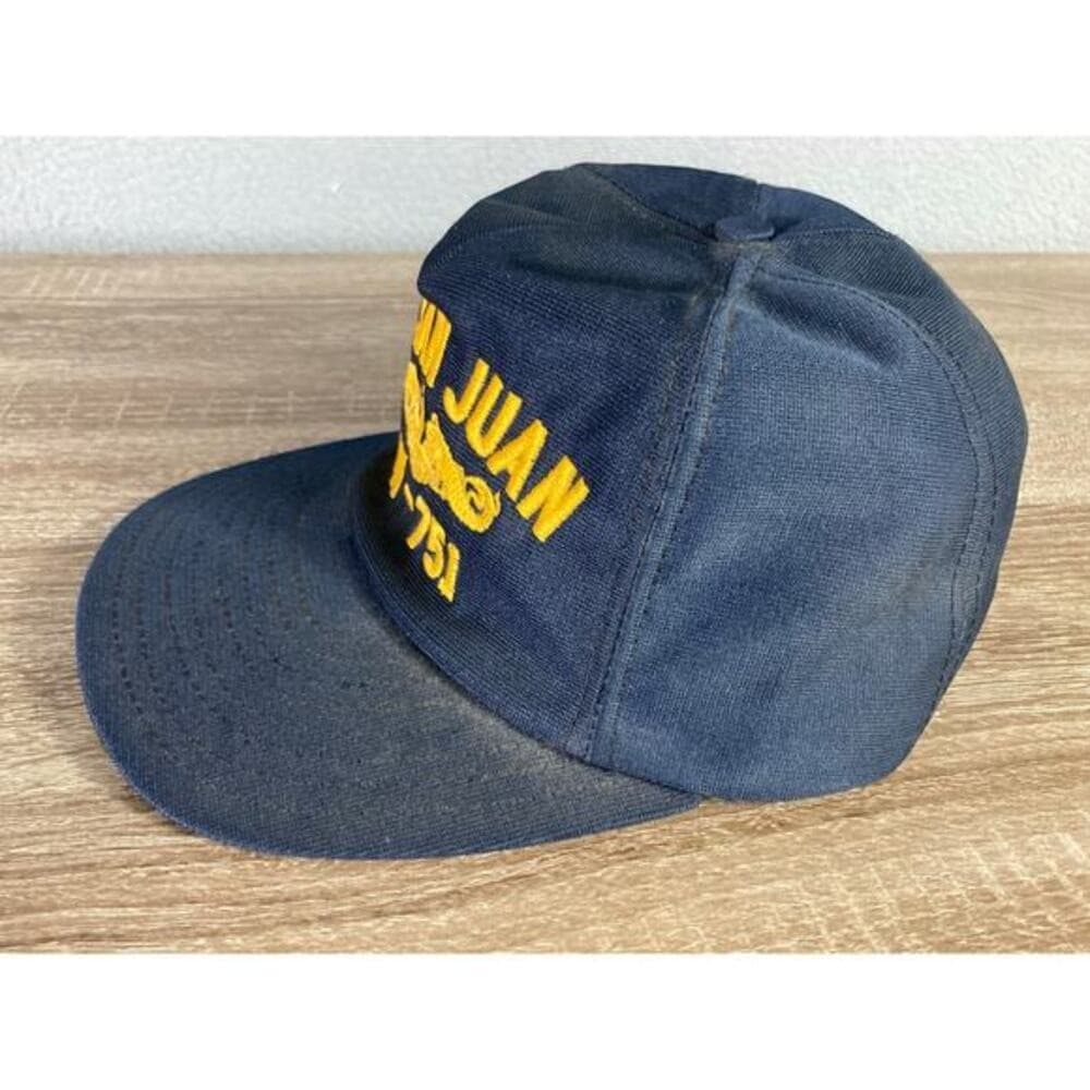 Vintage USS San Juan SSN-751 Navy Blue Snapback Hat Unisex Adult - Thumbnail 3