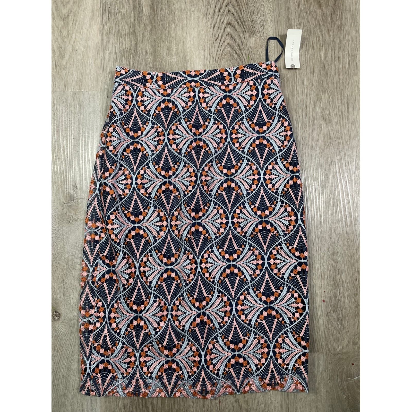 Anthropologie Moulinette Soeurs Embroidered Lace Skirt Navy Multi Size 0 - Thumbnail 7