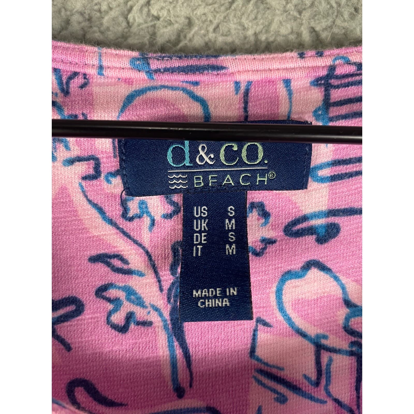 Sleeveless Tiered Maxi Dress Pink Blue Abstract Print Summer Small d&Co Beach - Thumbnail 5