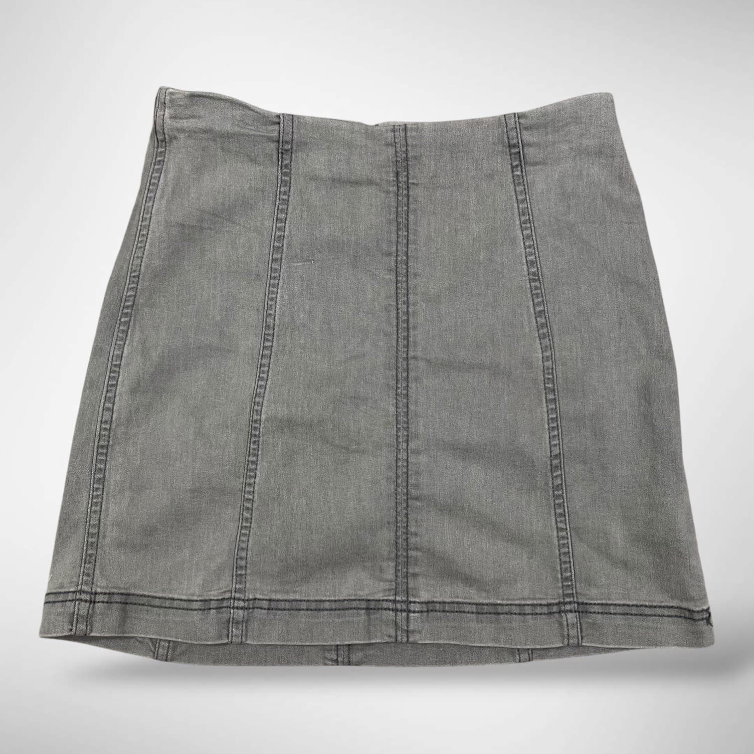 Free People Mini Skirt Gray A Line Stretch Womens Size 6 Casual Denim - Thumbnail 3