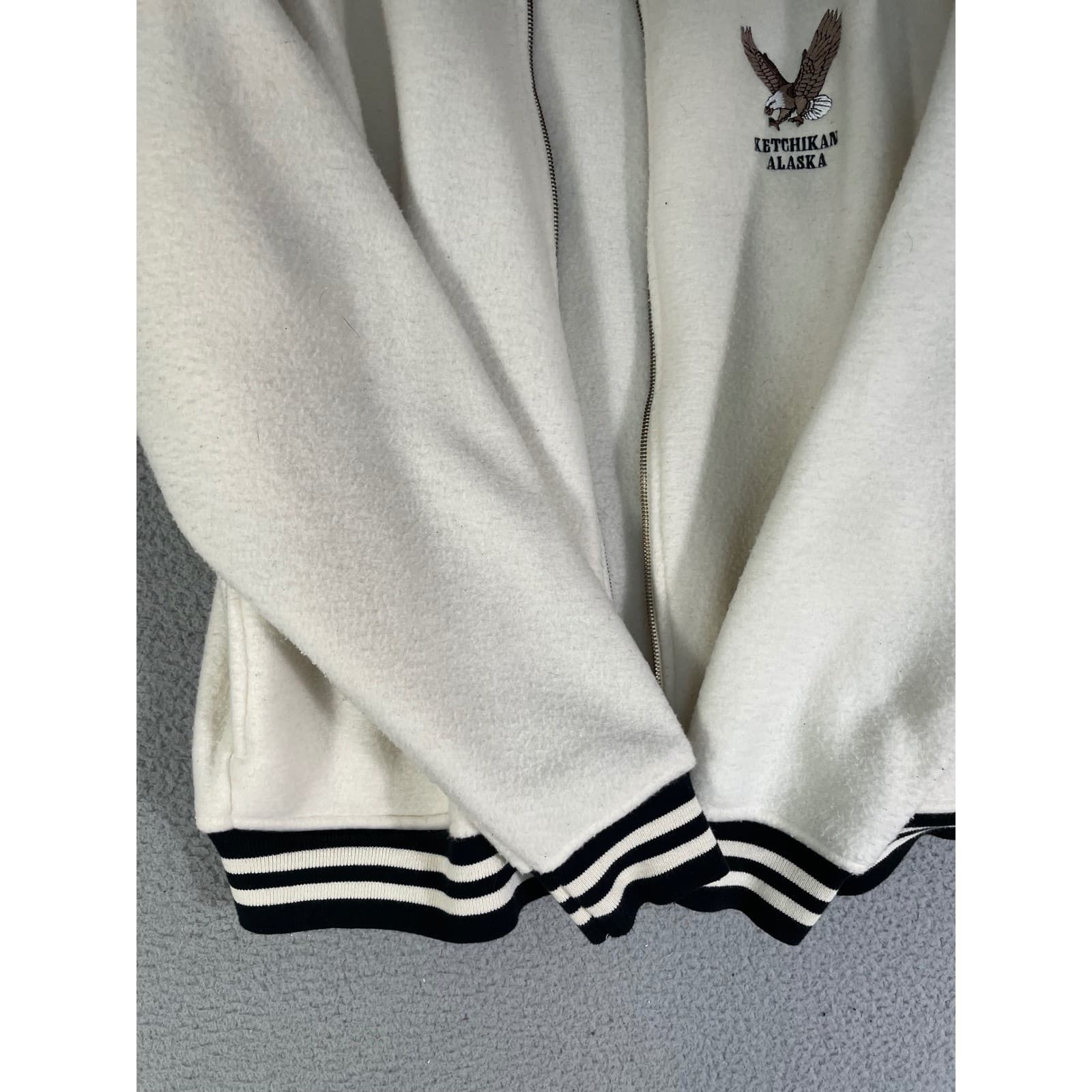 Vintage Eagle Embroidered Fleece Bomber Jacket USA Made M 2-2 Tango Alaska - Thumbnail 12