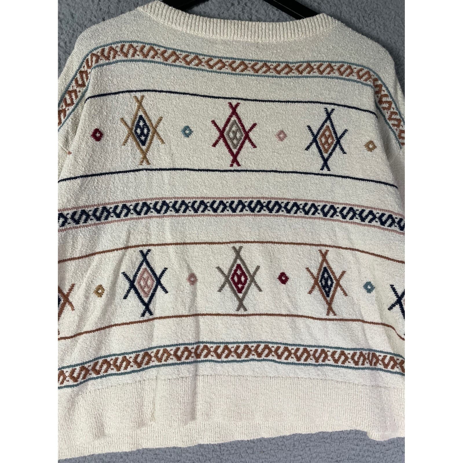 Madewell Women's M Cream Geometric Print Crew Neck Long Sleeve Sweater Top - Thumbnail 12