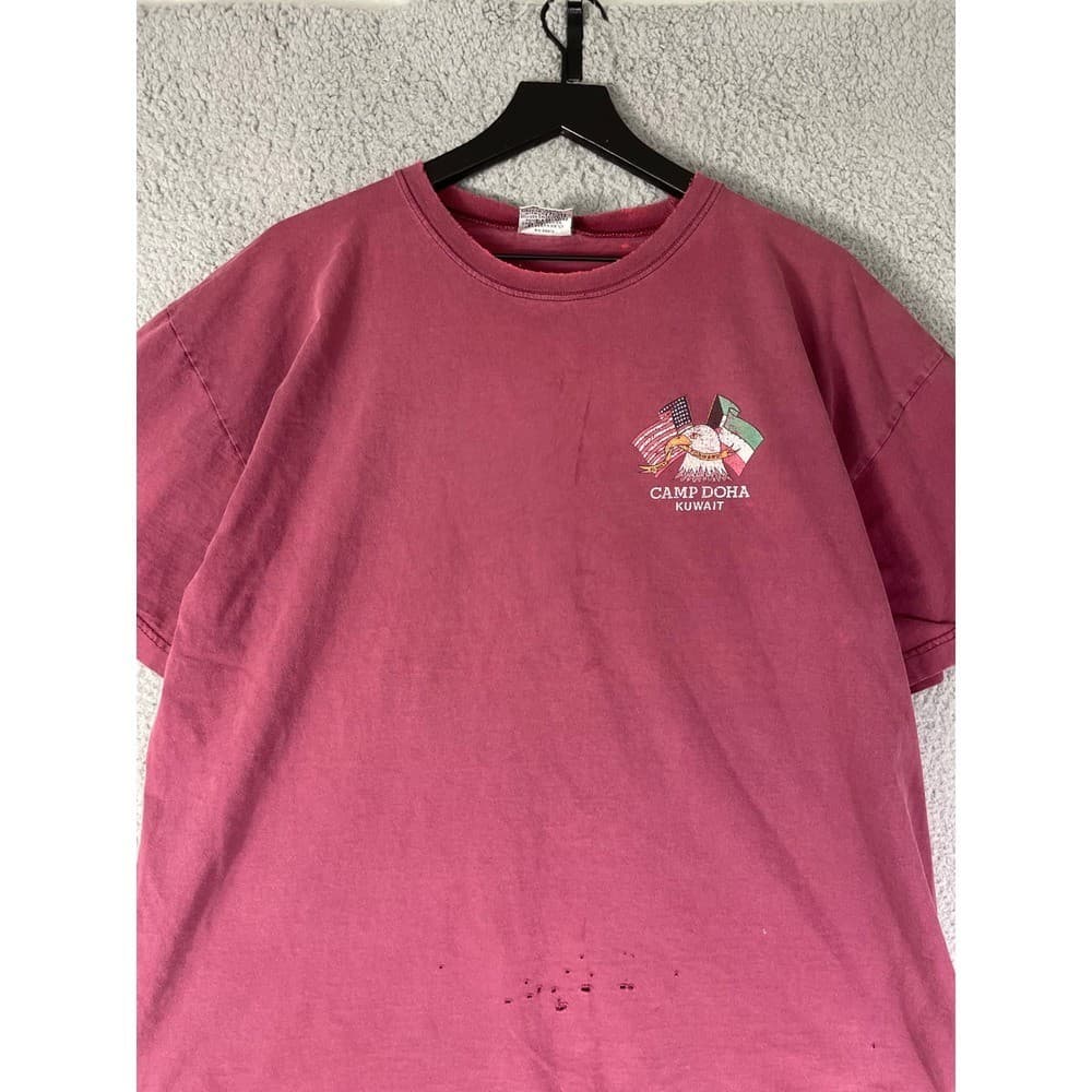 Vintage Camp Doha Kuwait Eagle Flags Graphic T Shirt Mens XL Distressed Made USA - Thumbnail 10