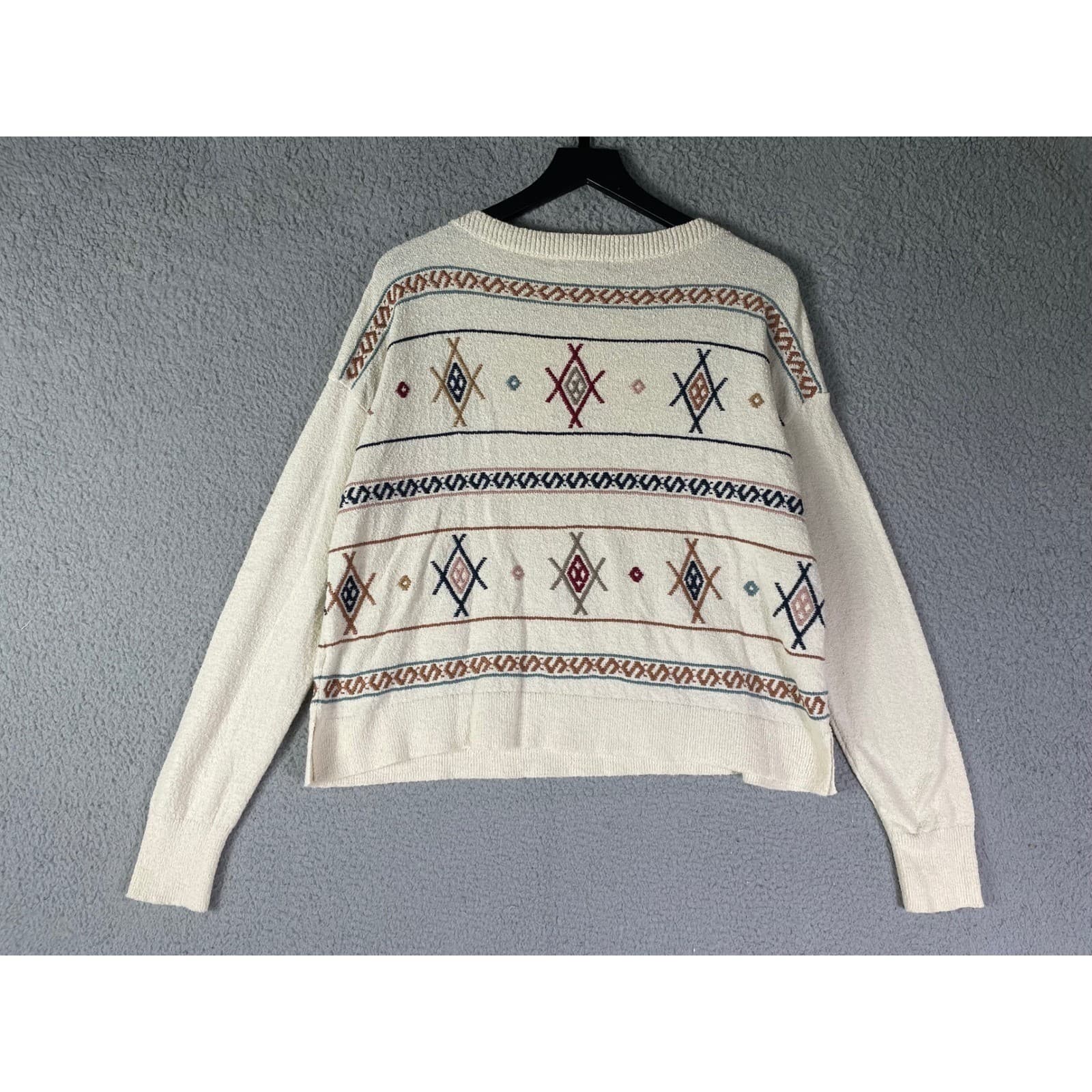 Madewell Women's M Cream Geometric Print Crew Neck Long Sleeve Sweater Top - Thumbnail 7