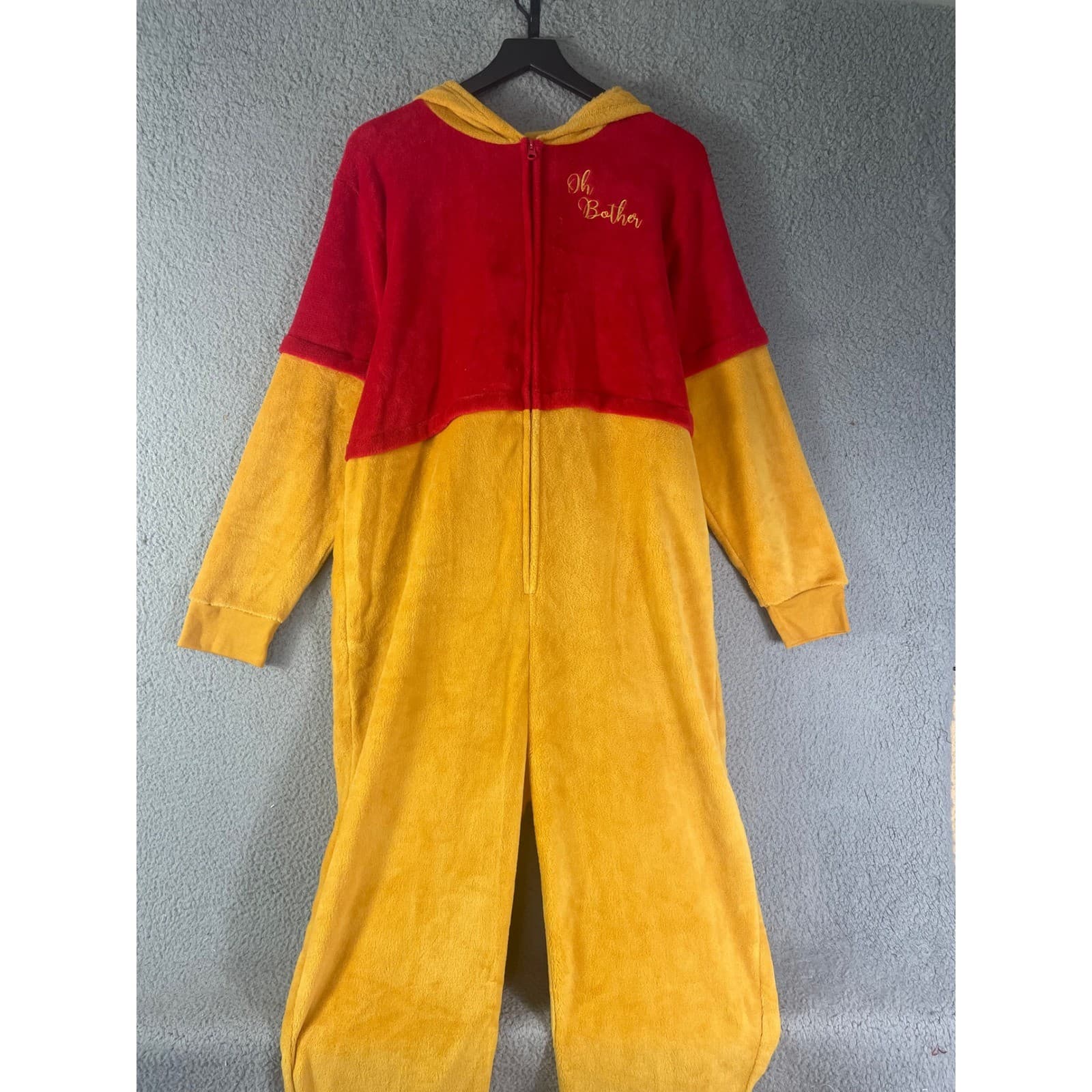 Disney Winnie Pooh Union Suit Pajamas Adult Fleece Hooded Costume NWT XL - Thumbnail 2