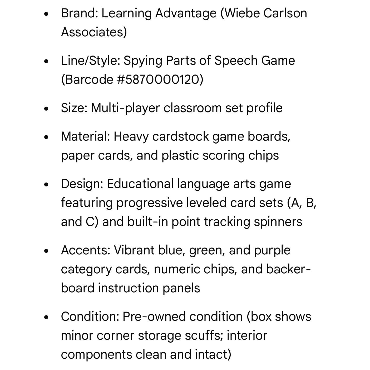 Spying Parts of Speech Game Learning Advantage Grammar Board Game Homeschool - Thumbnail 2
