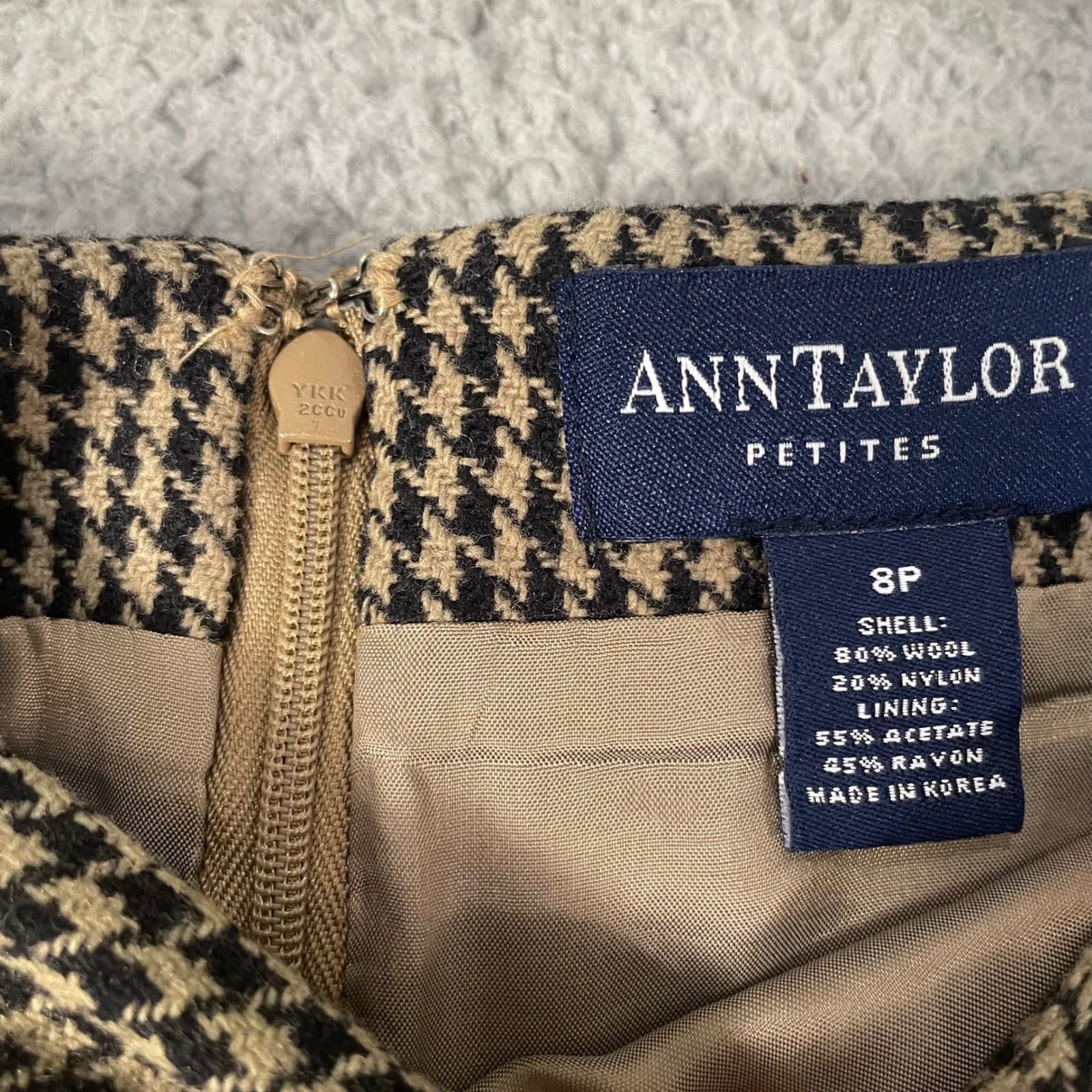 Ann Taylor Petites Houndstooth Skirt 8P Wool Blend Pencil Career Work - Thumbnail 5