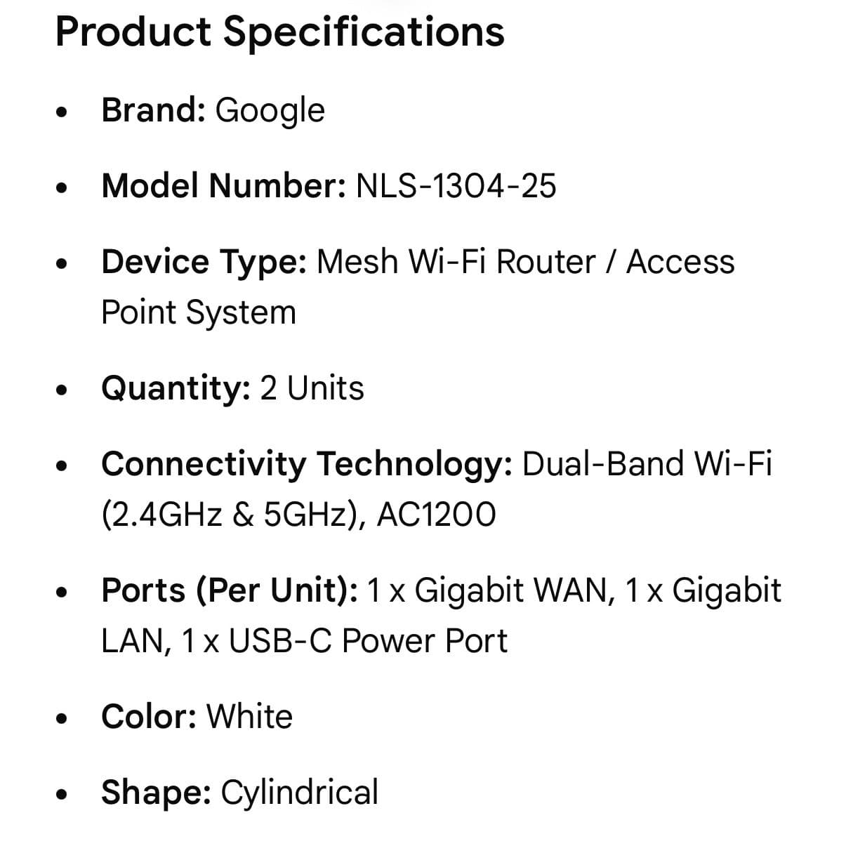Google Wifi Mesh Router 2 Pack NLS-1304-25 AC1200 White Tested Dual Band - Thumbnail 2