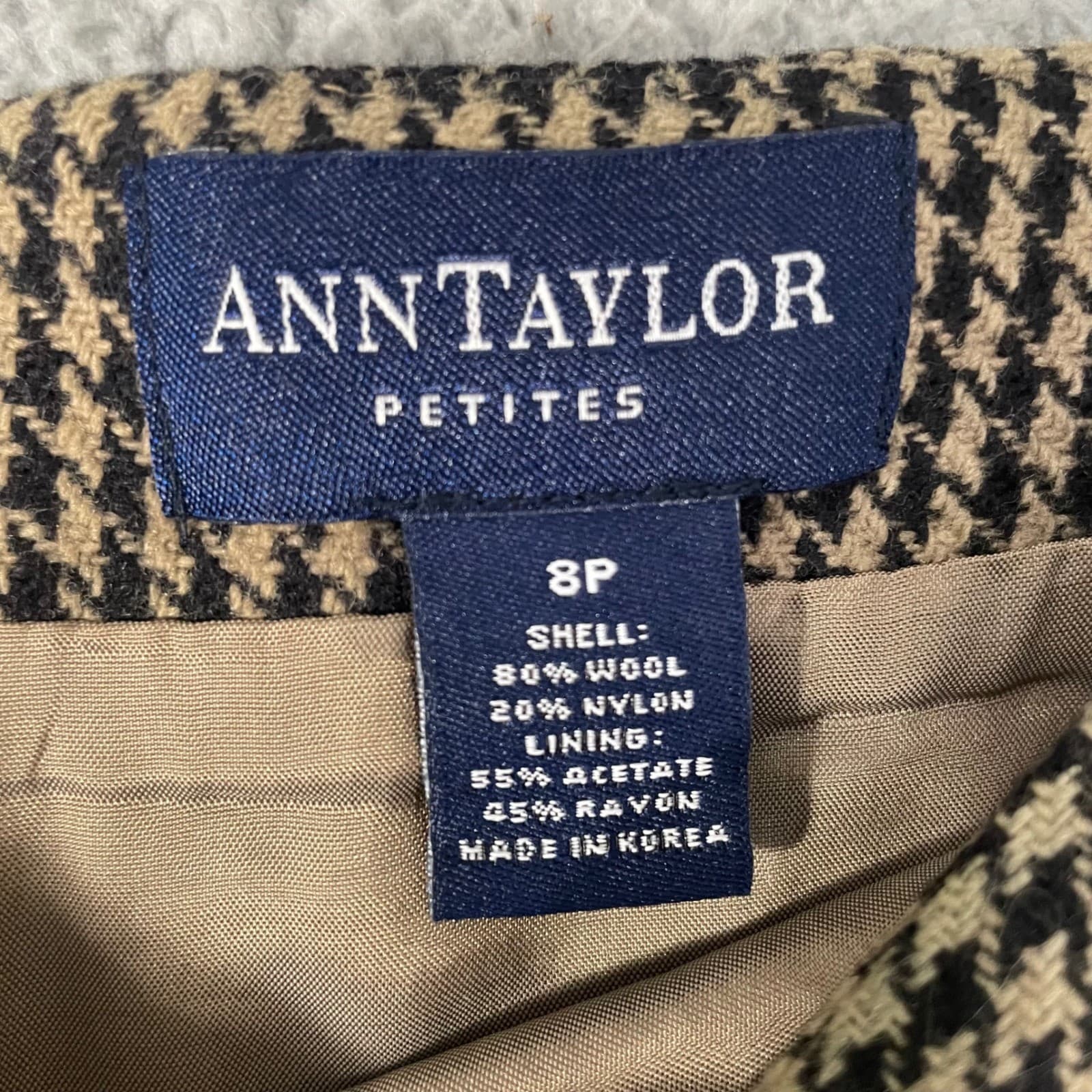Ann Taylor Petites Houndstooth Skirt 8P Wool Blend Pencil Career Work - Thumbnail 4