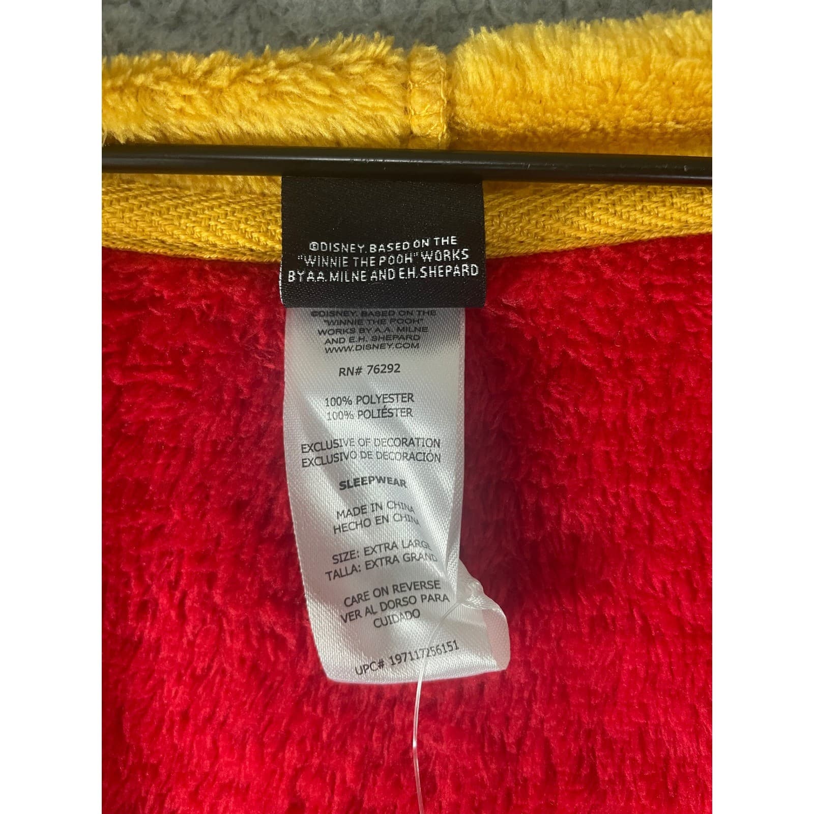 Disney Winnie Pooh Union Suit Pajamas Adult Fleece Hooded Costume NWT XL - Thumbnail 7