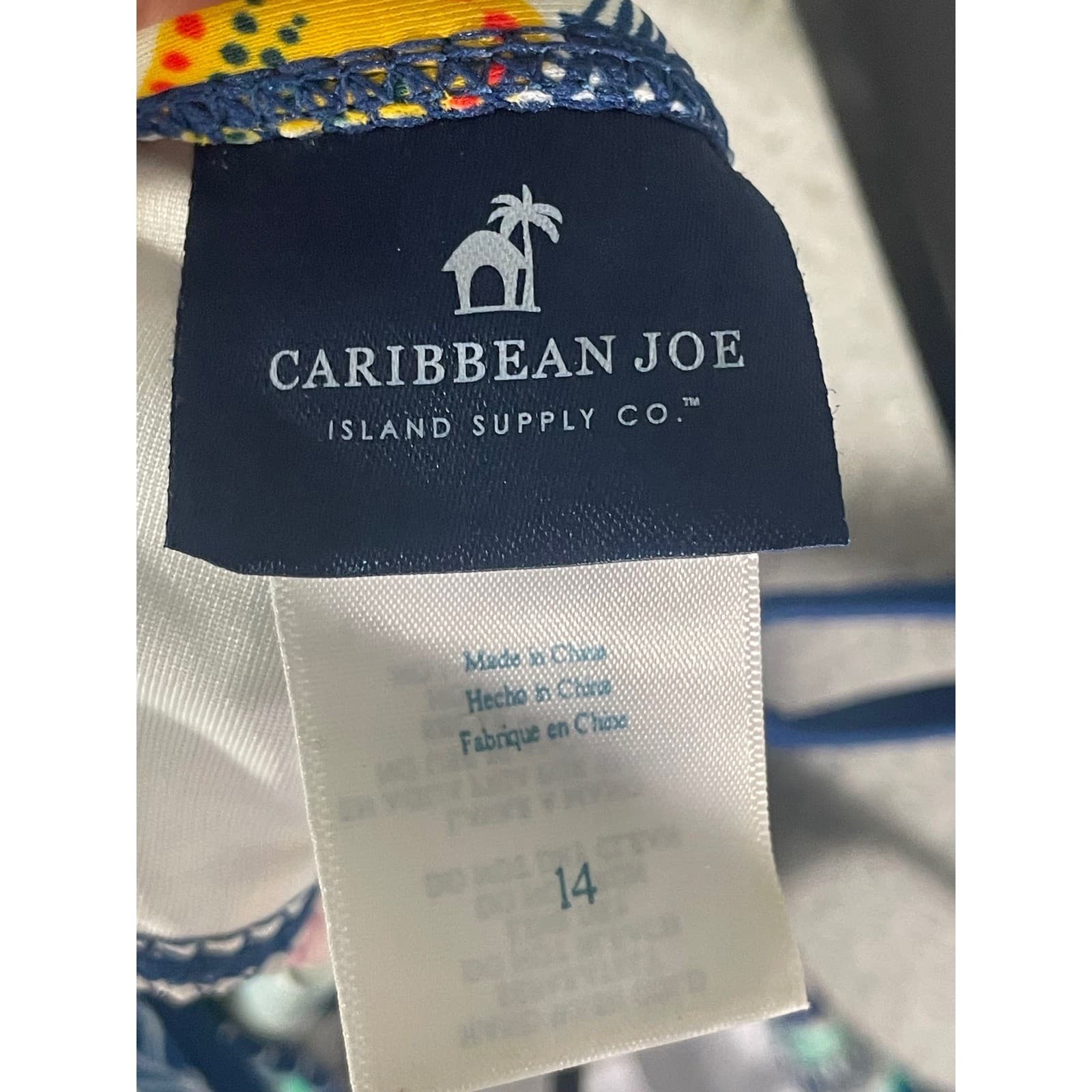 Caribbean Joe Tankini Top Womens 14 Tropical Floral V Neck Ruched Swim - Thumbnail 3