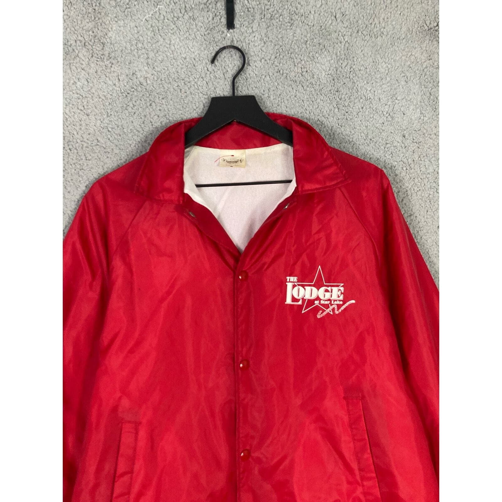 The Lodge Star Lake Auburn Sportswear Vintage Red Windbreaker Jacket M Unisex - Thumbnail 6