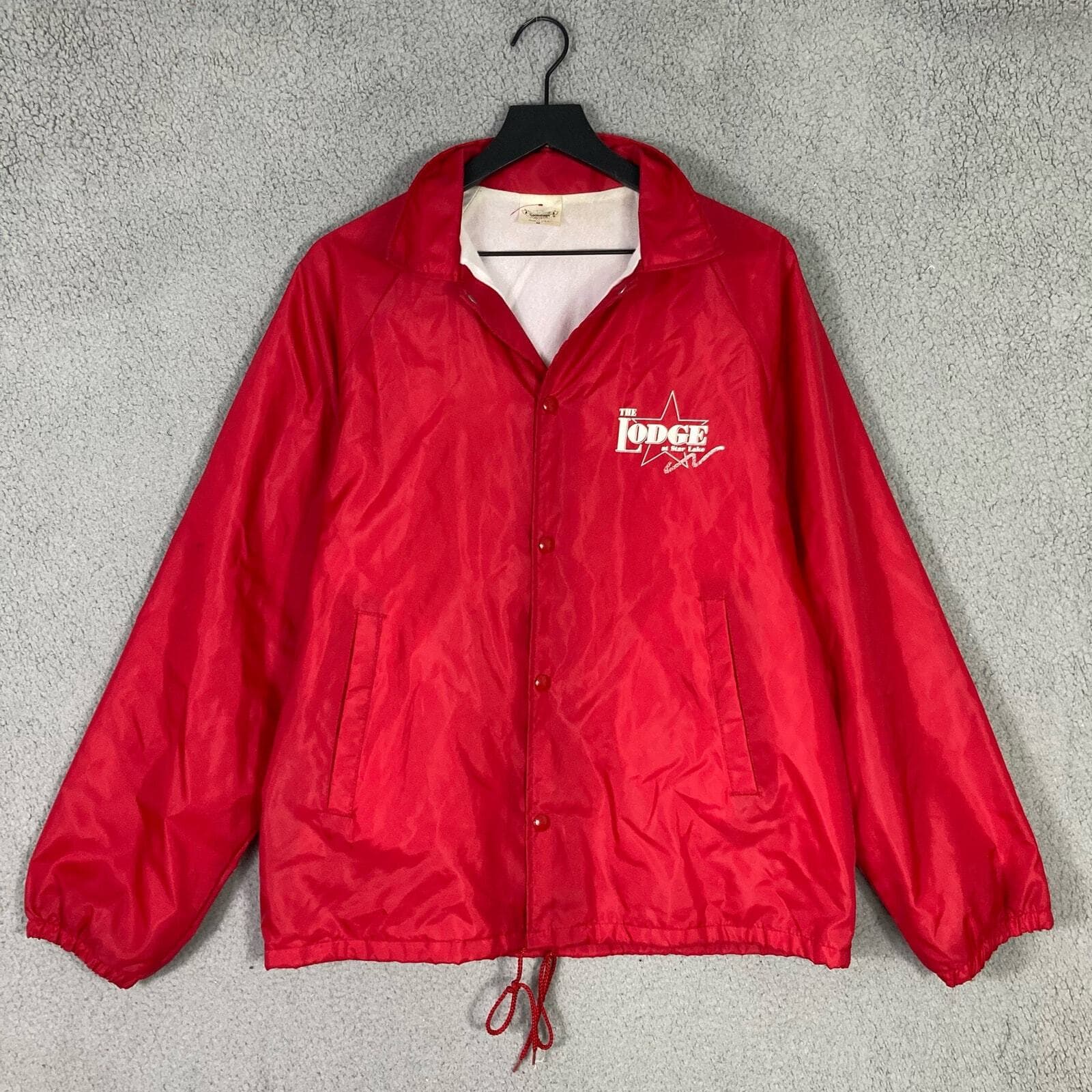The Lodge Star Lake Auburn Sportswear Vintage Red Windbreaker Jacket M Unisex - Thumbnail 4