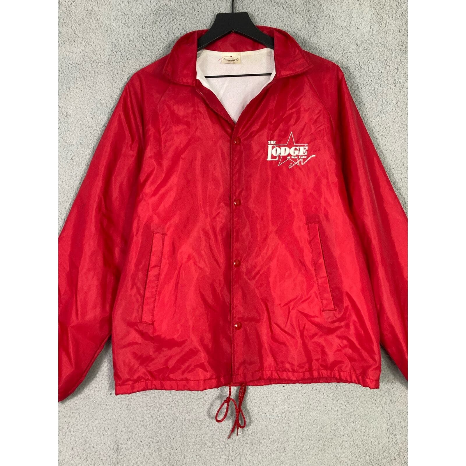 The Lodge Star Lake Auburn Sportswear Vintage Red Windbreaker Jacket M Unisex - Thumbnail 8