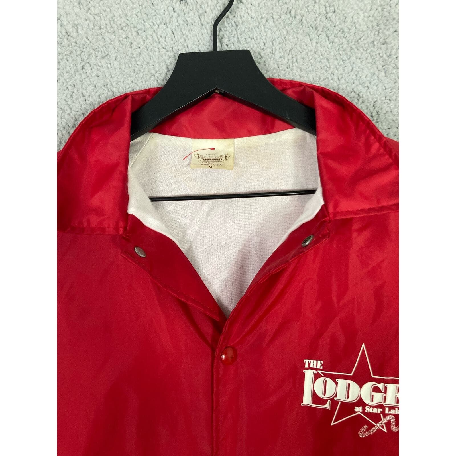 The Lodge Star Lake Auburn Sportswear Vintage Red Windbreaker Jacket M Unisex - Thumbnail 7
