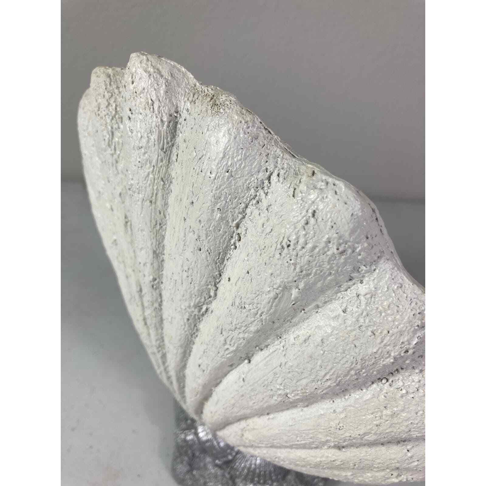 Seashell Art Display Shelf 10" Ceramic White Silver Starfish Embellished Ocean - Thumbnail 9
