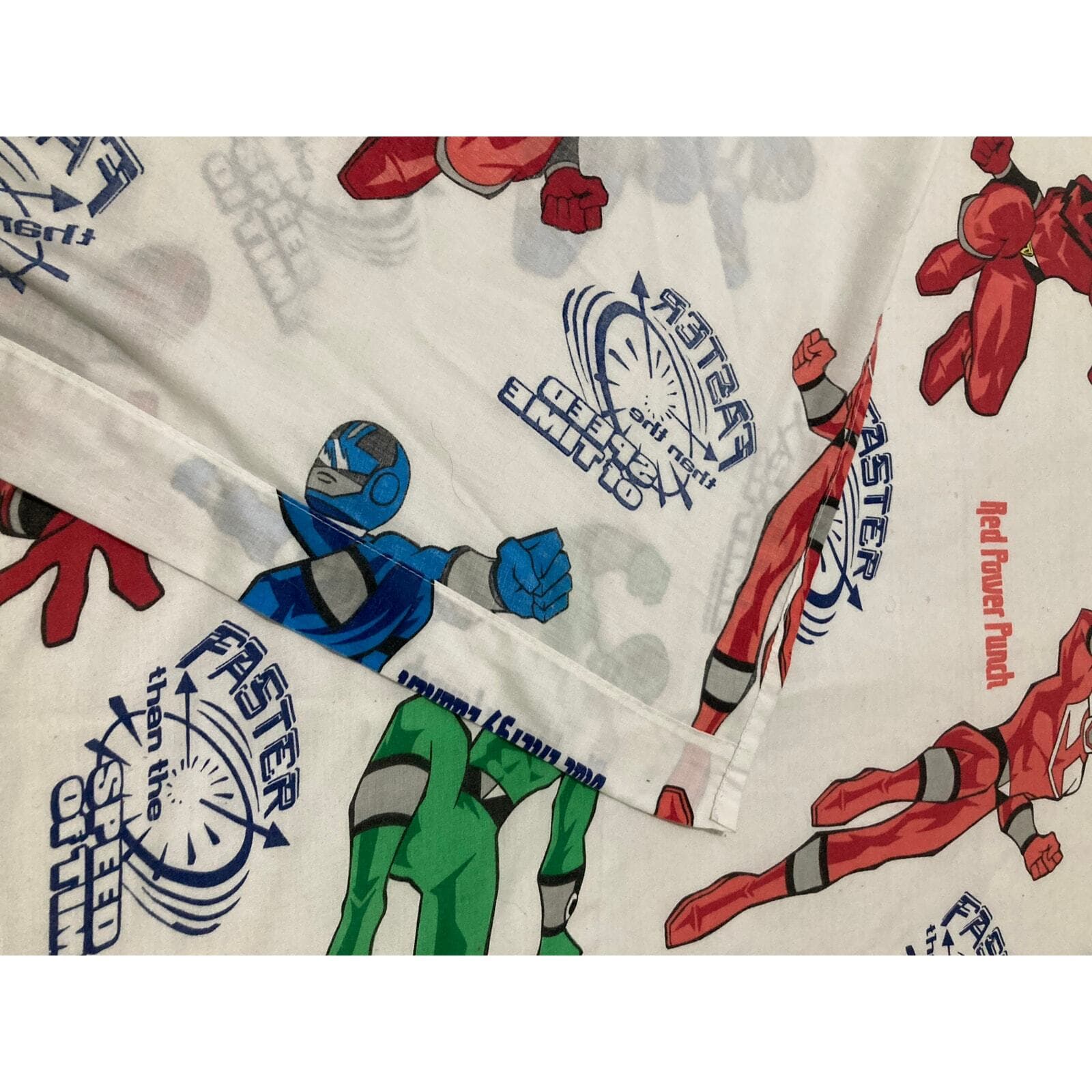 Vintage 2000 Power Rangers Twin Flat Sheet Saban Multicolor Kids Bedding 62 x 98 - Thumbnail 12