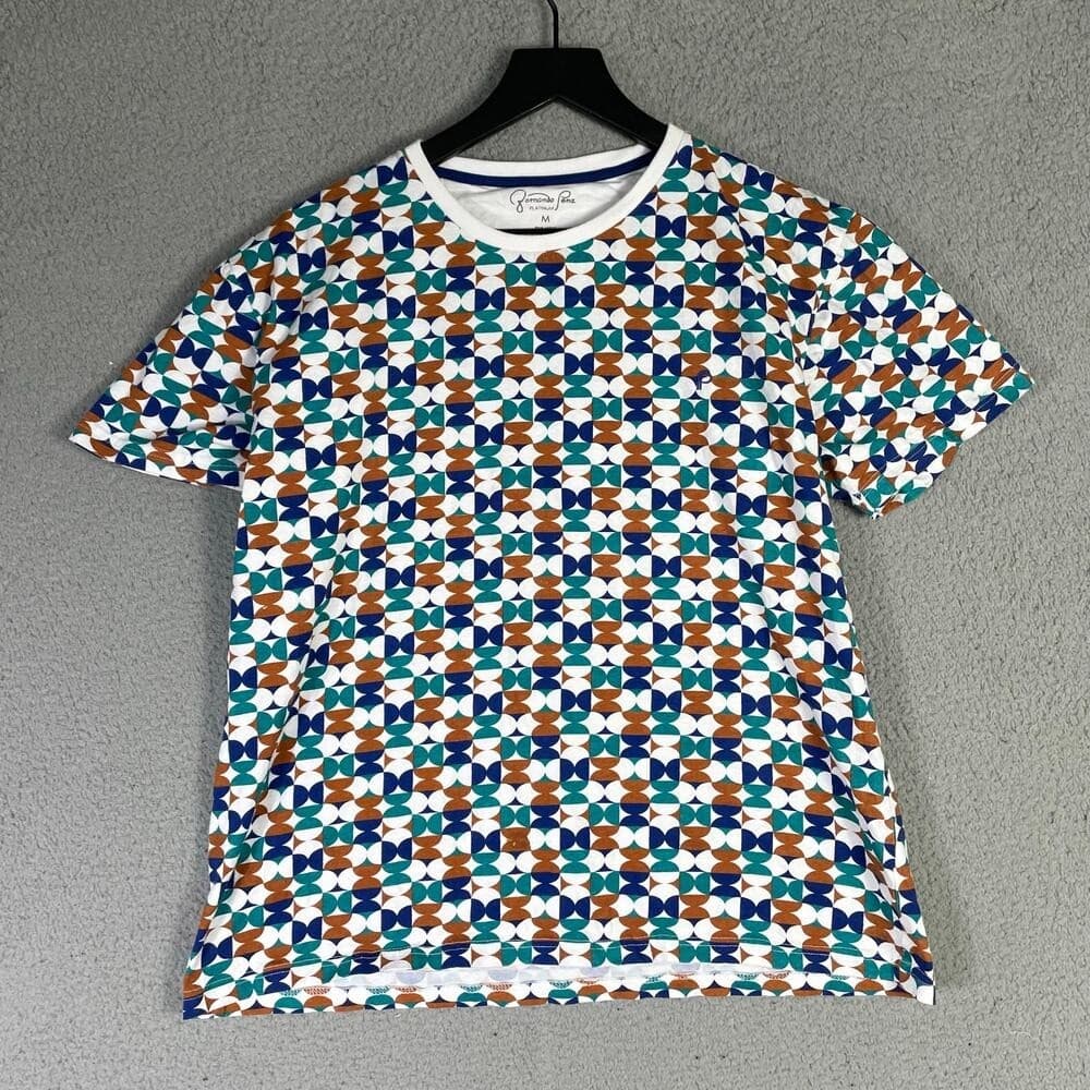 Fernando Pena Platinum Geometric Print T-Shirt Multicolor Cotton Men's Medium - Thumbnail 2